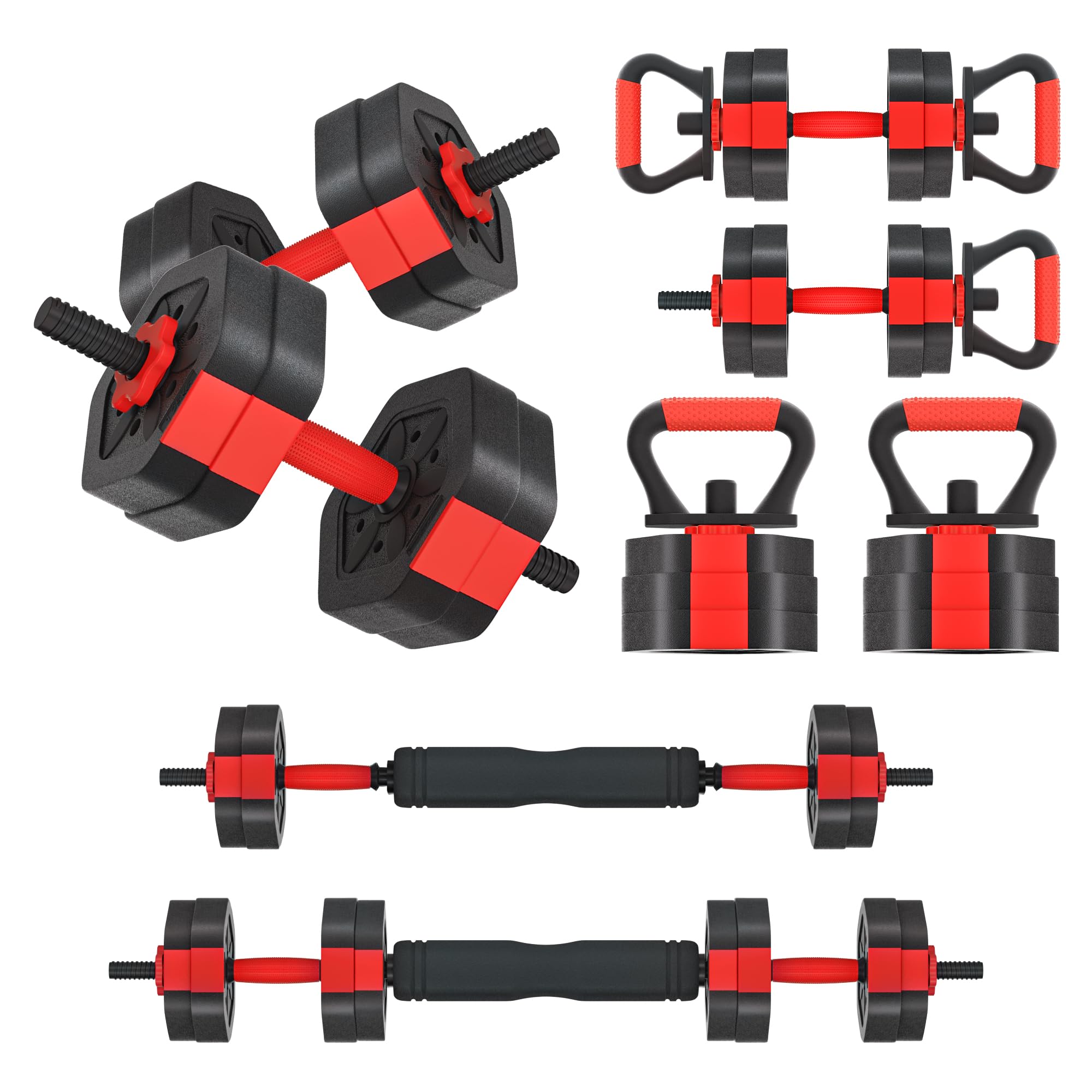 VIVITORY Adjustable Dumbbell Set with Connector - 5-50 lbs Hexagon Free Weights for Home Gym, Non-Rolling Design with Cement Mixture - Perfect for Strength Training, HIIT Workouts & Home Fitness