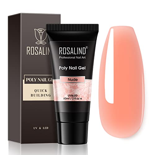 ROSALIND 60ml Nude Poly Nail Extension Gel - Professional Builder Gel for Nail Thickening & Art Decoration | DIY Salon-Quality Manicures at Home, Perfect for Acrylic Nail Enhancements & Gel Extensions