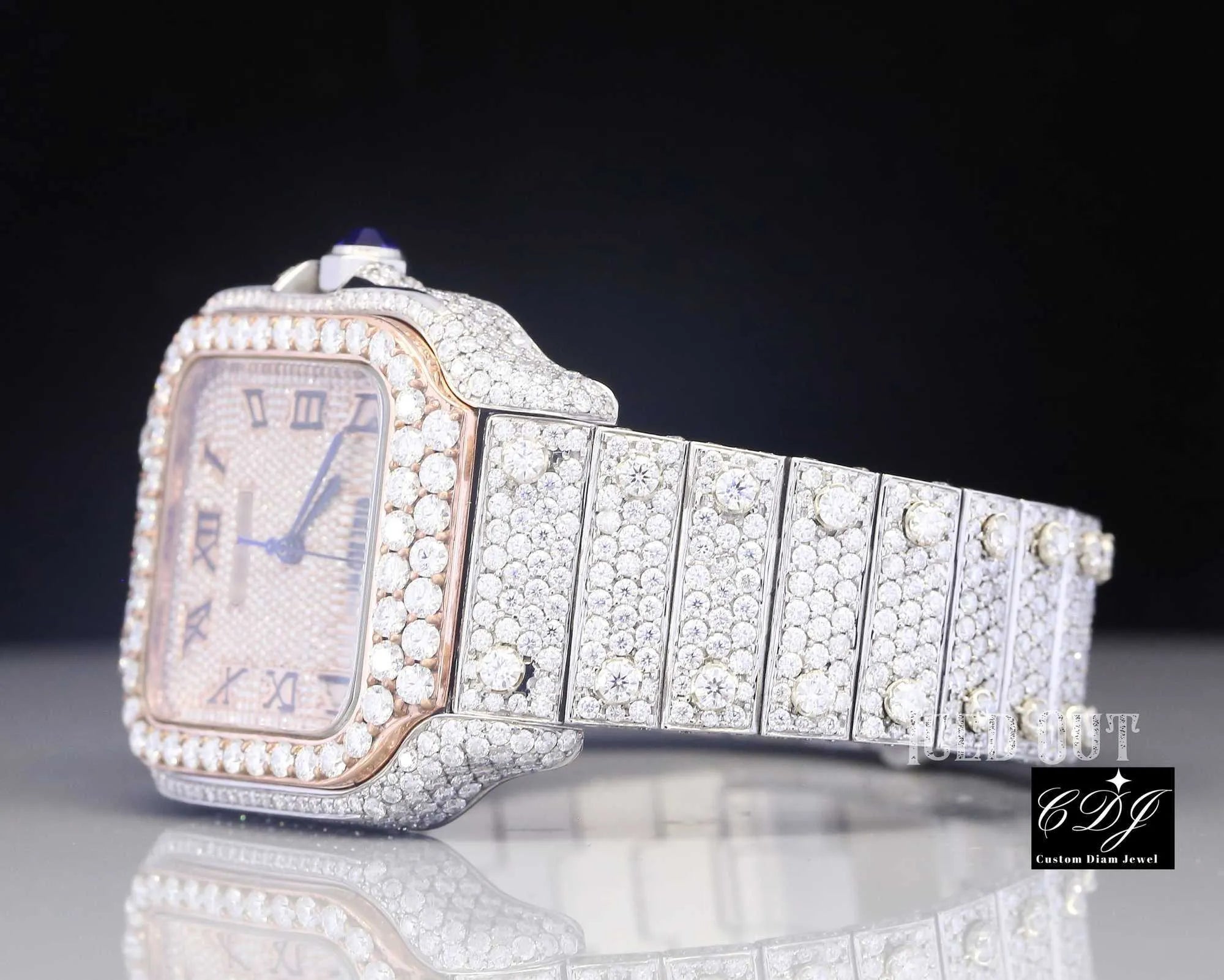 Luxury White Gold VVS Moissanite Iced Out Watch for Men - Diamond-Cut Bezel & High-Quality Stones - Perfect for Gifts, Weddings & Special Occasions