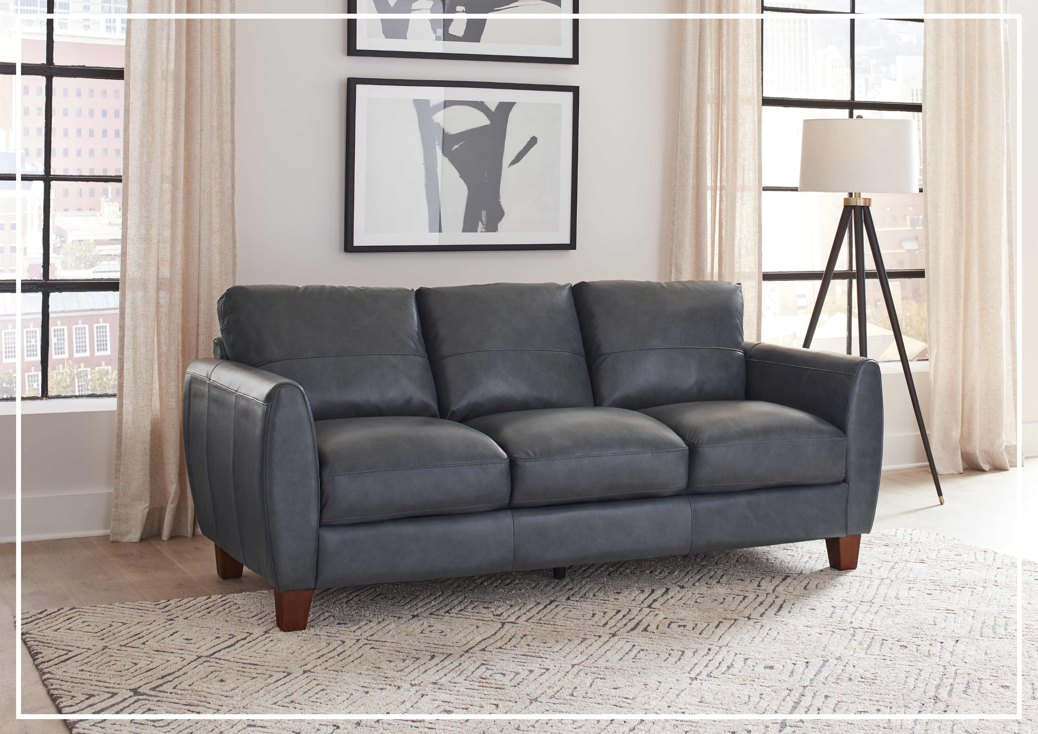 Gio Italia Tirano 3-Seater Sofa in Bluish Gray - Modern Living Room Furniture for Small Spaces & Apartments