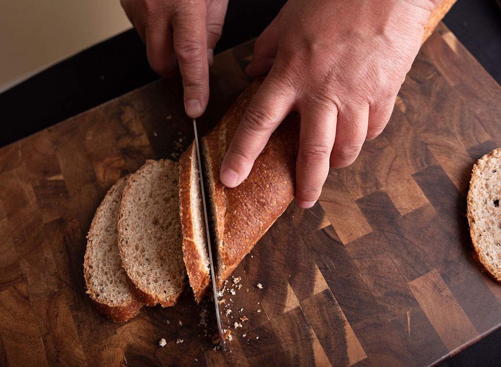 8 Inch Serrated Bread Knife with Wave Edge - Black Blade for Slicing Bread, Cakes, and Pastries - Perfect for Home Kitchens and Bakeries