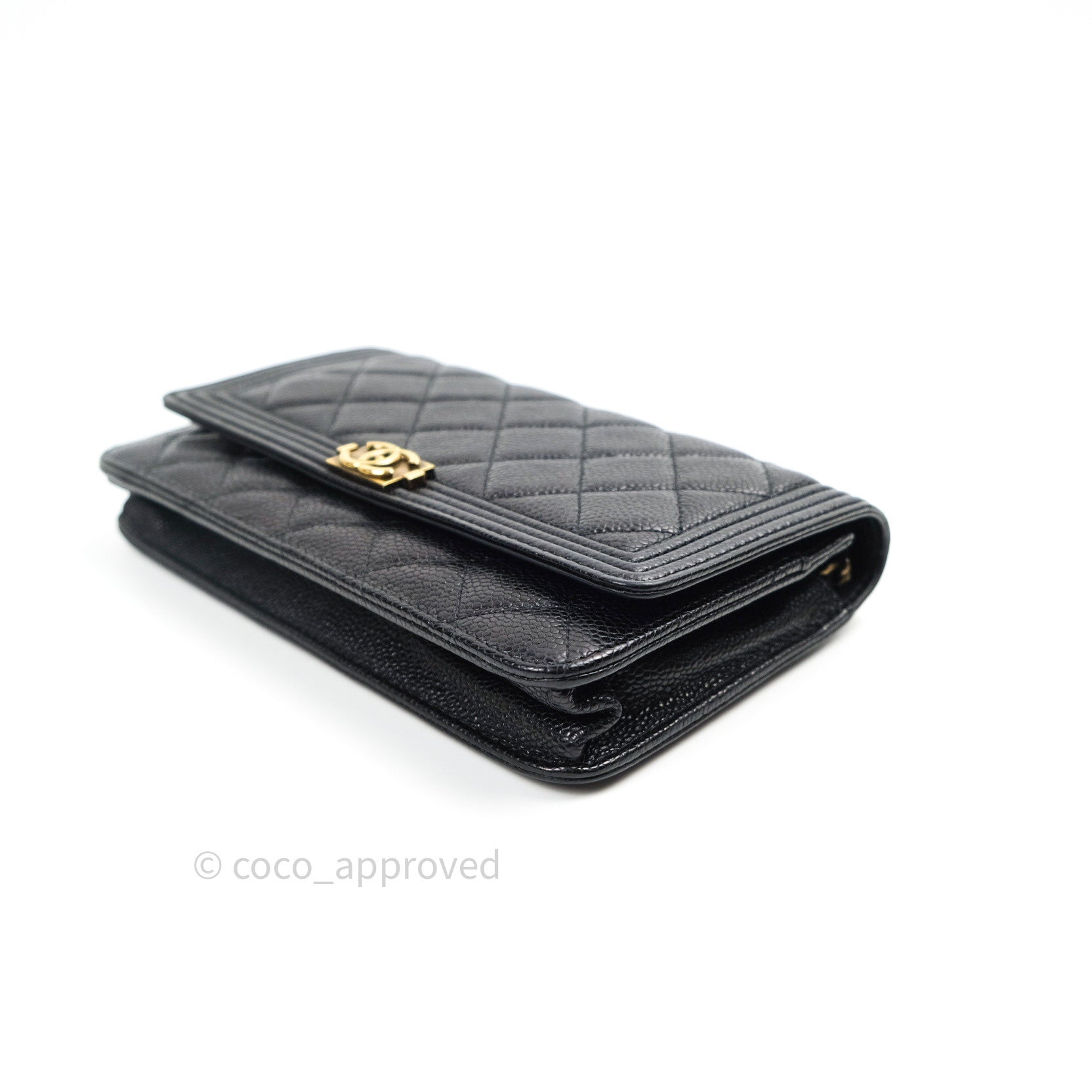 Chanel Boy Wallet on Chain WOC Black Caviar Leather with Gold Hardware - Luxury Crossbody Bag for Women, Perfect for Evening Events & Daily Use