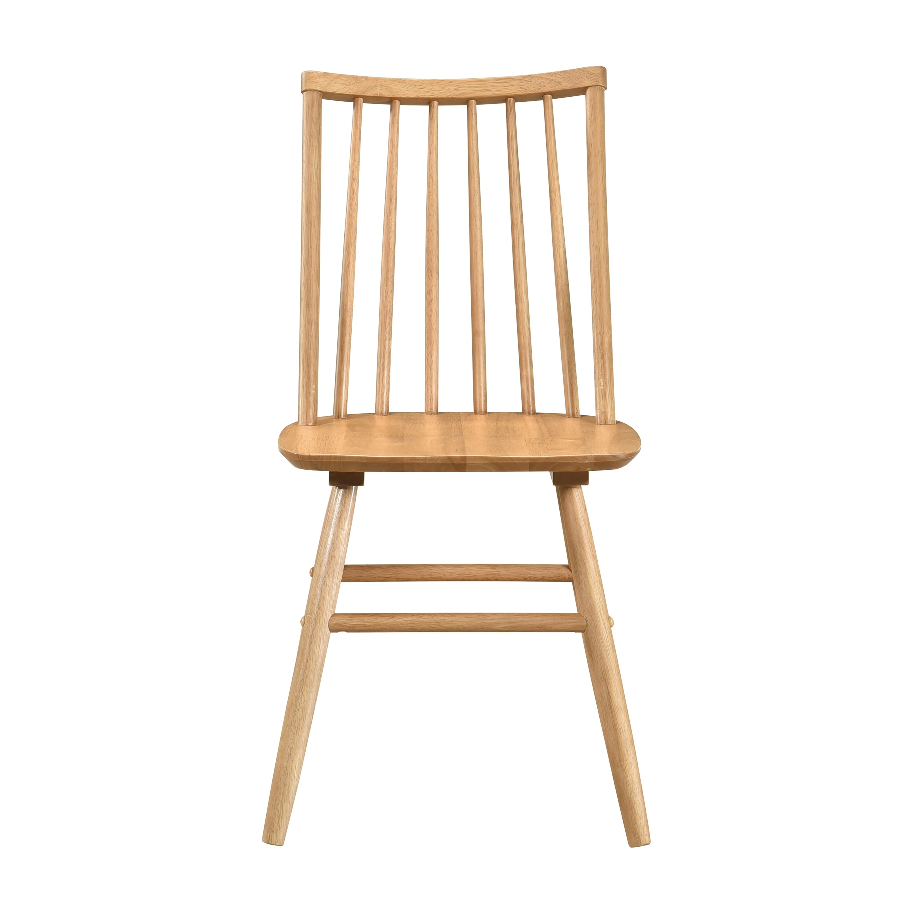 Stylish Curved Backrest Windsor Dining Chairs Set of 2 - Natural Oak Wooden Side Chairs for Kitchen, Dining Room & Breakfast Nook - Comfortable Wood Furniture for Home Decor