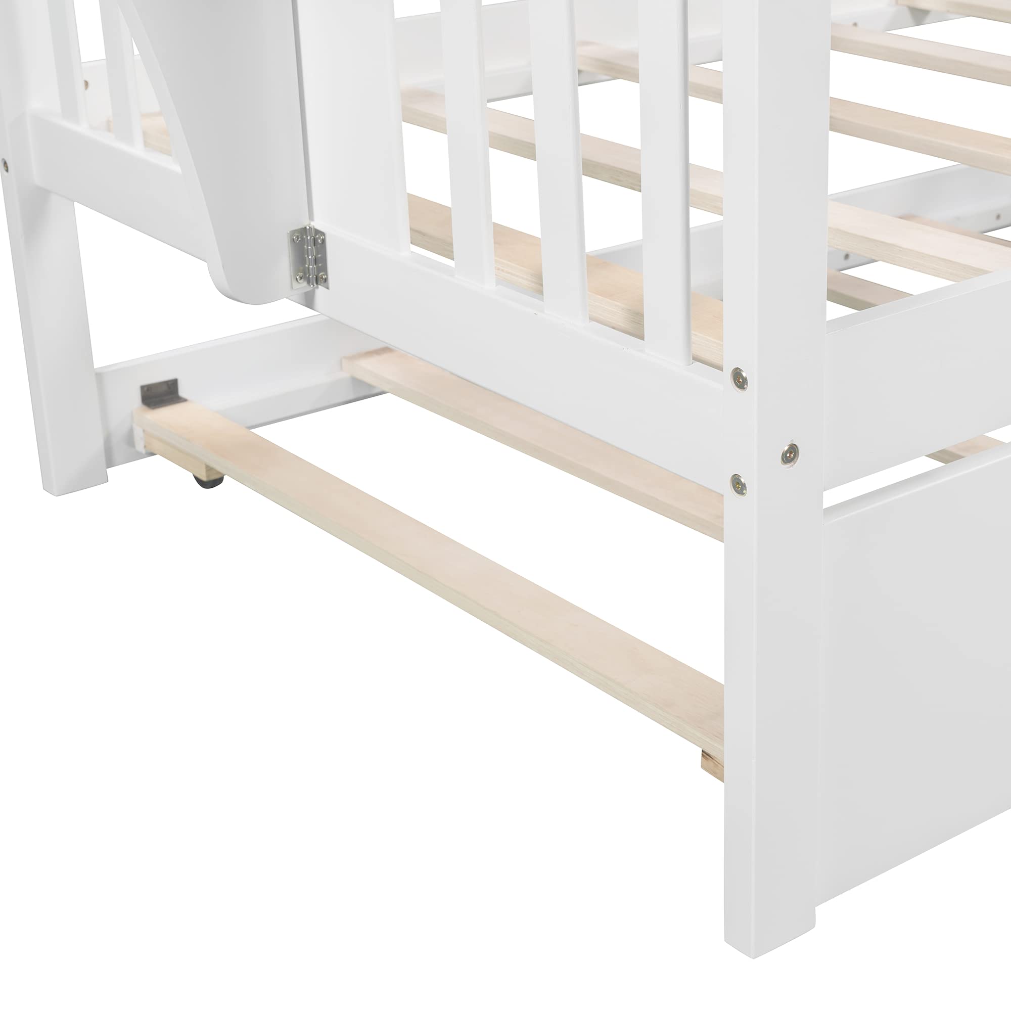 Harper & Bright Designs Twin Size Daybed with Trundle - Convertible Wooden Sofa Bed for Bedroom, Living Room & Guest Room - Sturdy Wood Platform Bed Frame for Kids, Teens & Sleepovers (White) - Perfect for Small Spaces, Dorm Rooms & Multi-Purpose Furniture Needs