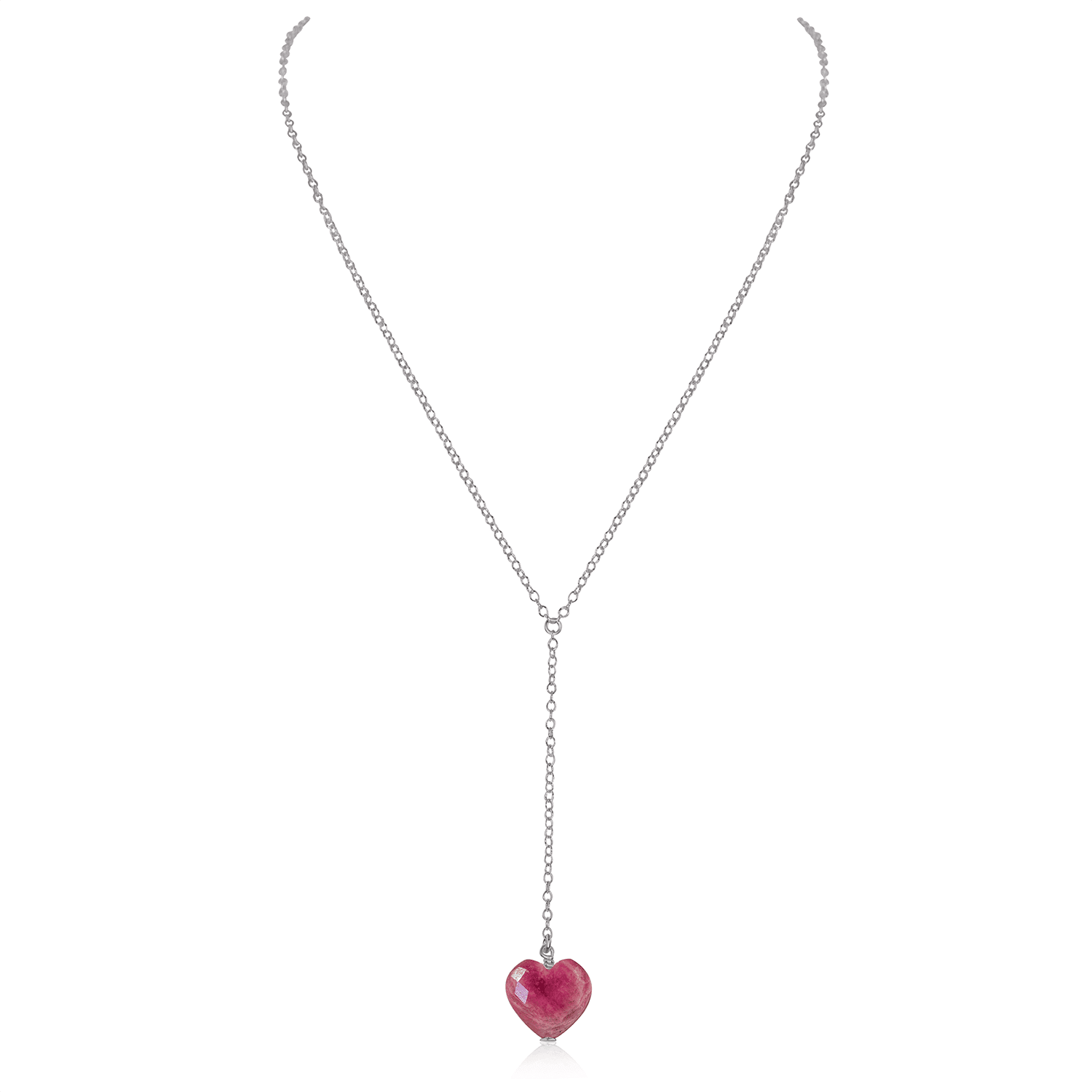 Elegant Ruby Crystal Heart Lariat Necklace for Women - Perfect for Valentine's Day, Anniversary & Romantic Date Night Jewelry Gift