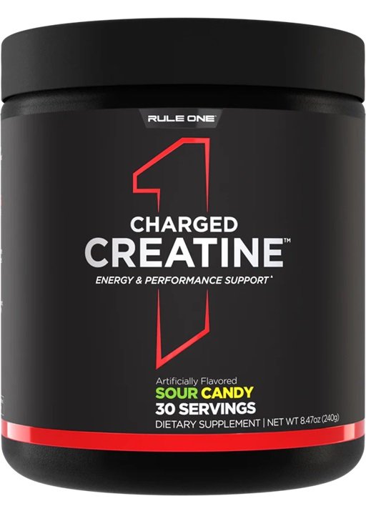 Charged Creatine Powder - Sour Candy Flavor 240g for Muscle Growth & Recovery - Pre & Post Workout Supplement for Athletes & Fitness Enthusiasts