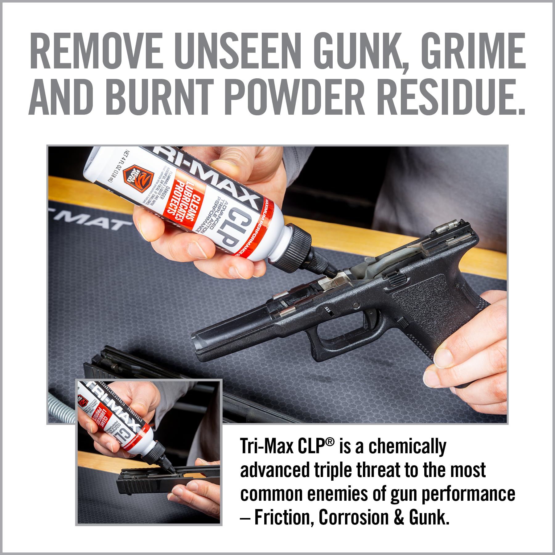 Real Avid CLP Gun Cleaner and Lubricant - 4oz Bottle | 3-in-1 Gun Oil, Cleaner & Lubricant | All-in-One Rust Protectant for Firearms | Perfect for Pistols, Rifles & Shotguns | Quick Cleaning & Protection for Shooting Range & Hunting