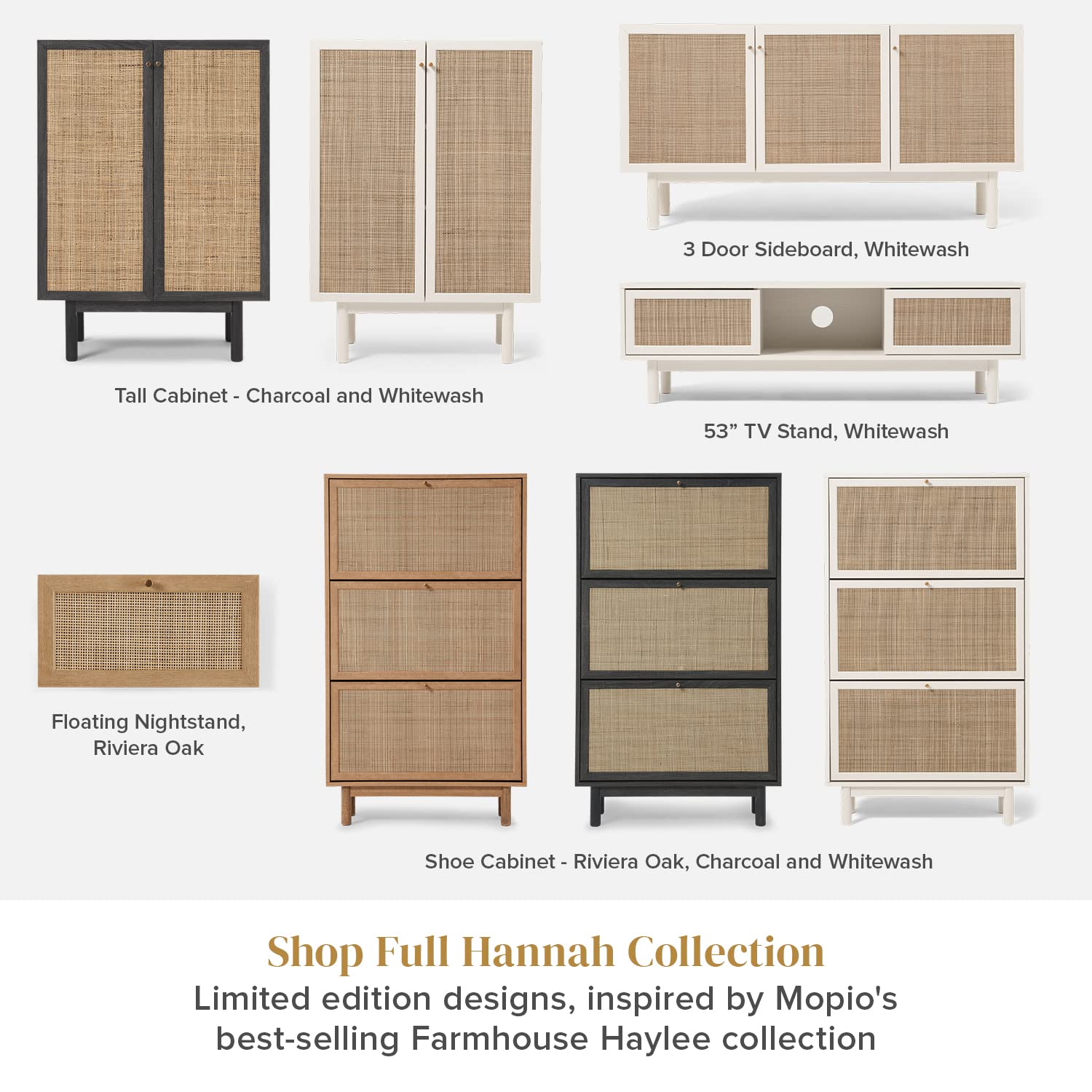 Mopio Hannah Floating Nightstand Set of 2 - Natural Rattan Farmhouse Boho Wall Mounted Bedside Table with Drawer & Spacious Storage - Perfect for Small Bedrooms, Living Rooms & Studio Apartments
