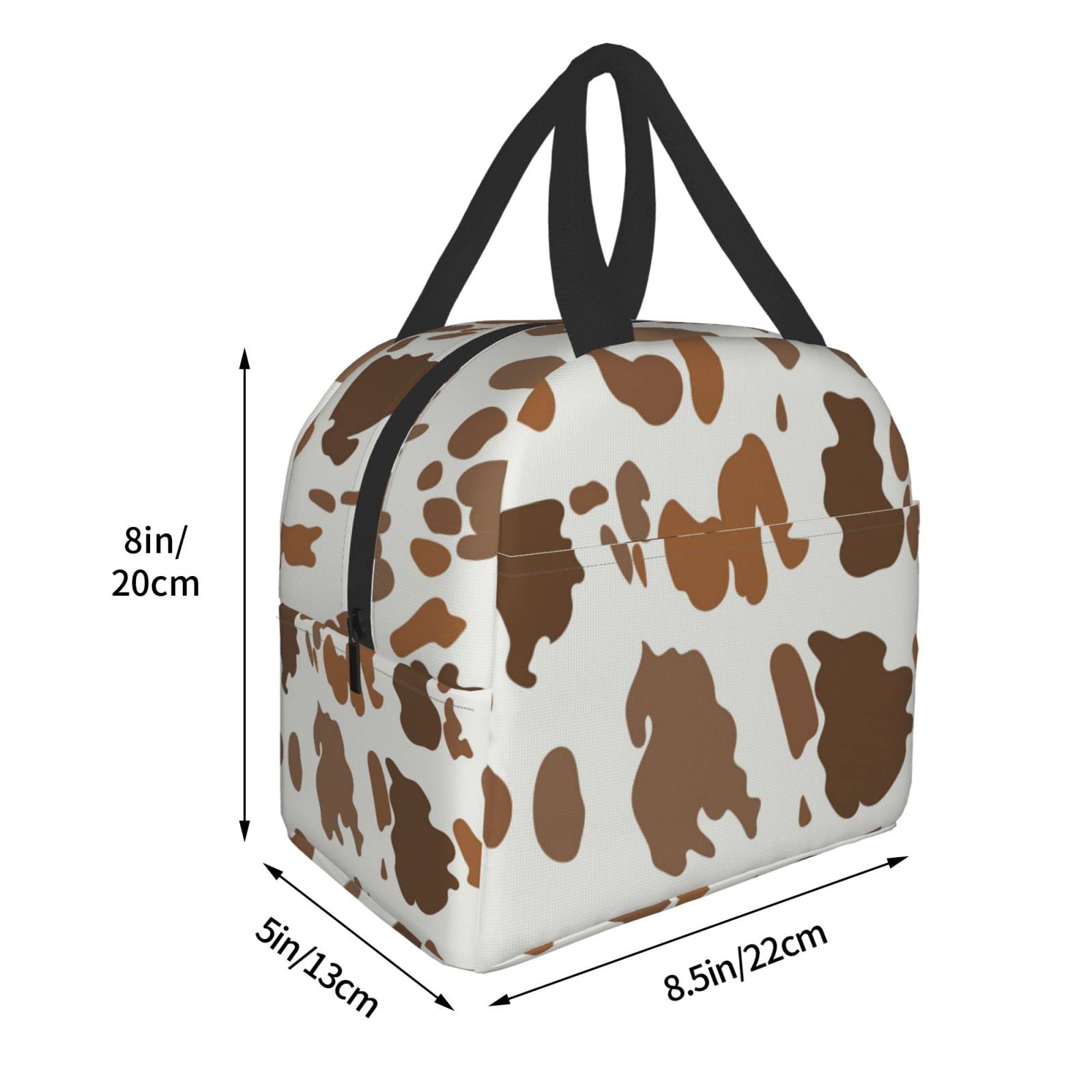 Insulated Lunch Box with Brown Cow Pattern - Reusable & Portable Meal Container for Men & Women - Perfect for Work, Travel, Picnic & Outdoor Activities