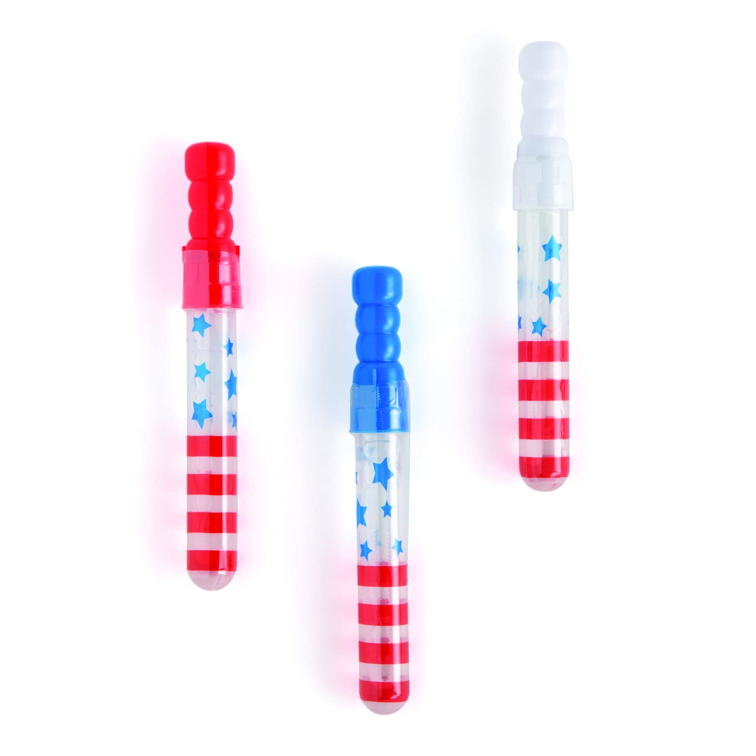 Fun Express Patriotic Mini Bubble Wands - Pack of 12 - Summer Outdoor Party Favors, 4th of July Celebrations & Kids Birthday Activities