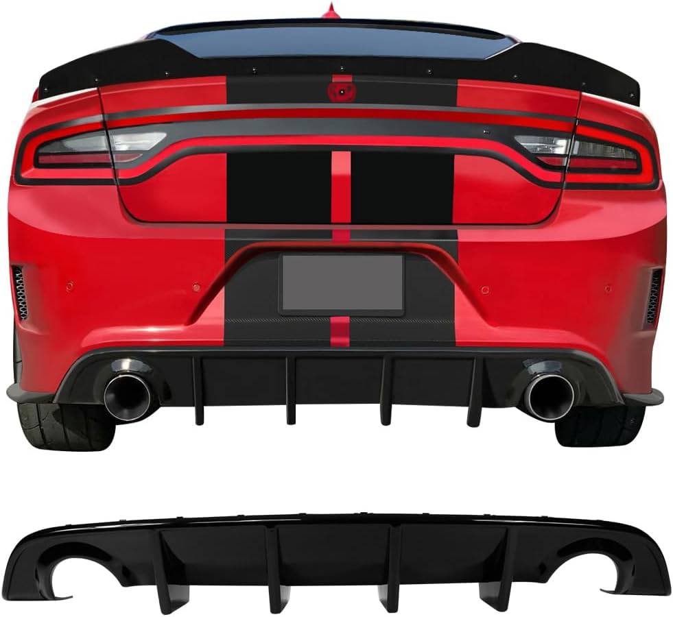 2015-2023 Dodge Charger SRT Rear Bumper Diffuser - OE Style Unpainted PP Spoiler Splitter Valance | Perfect for Car Upgrades & Performance Enhancement | Fits All Dodge Charger Models 2015-2023