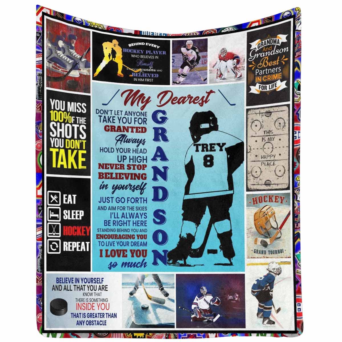 Personalized 'Never Stop Believing in Yourself' Blanket for Grandson - Lightweight 50x60 Inch Throw Blanket for Couch, Bed & Gift from Grandma & Grandpa - Inspirational Home Decor & Comfort Gift