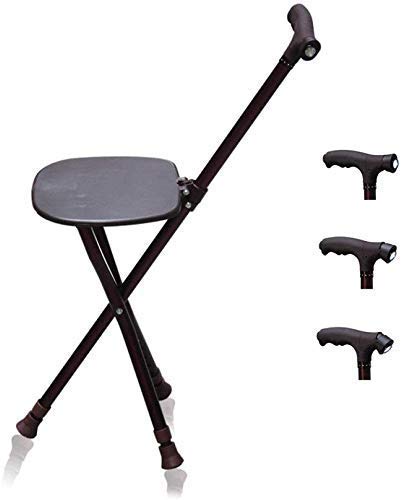 Foldable Walking Stick with Seat & Light - Non-Slip Cane for Elderly & Hiking - Portable Mobility Aid for Outdoor Activities & Daily Support