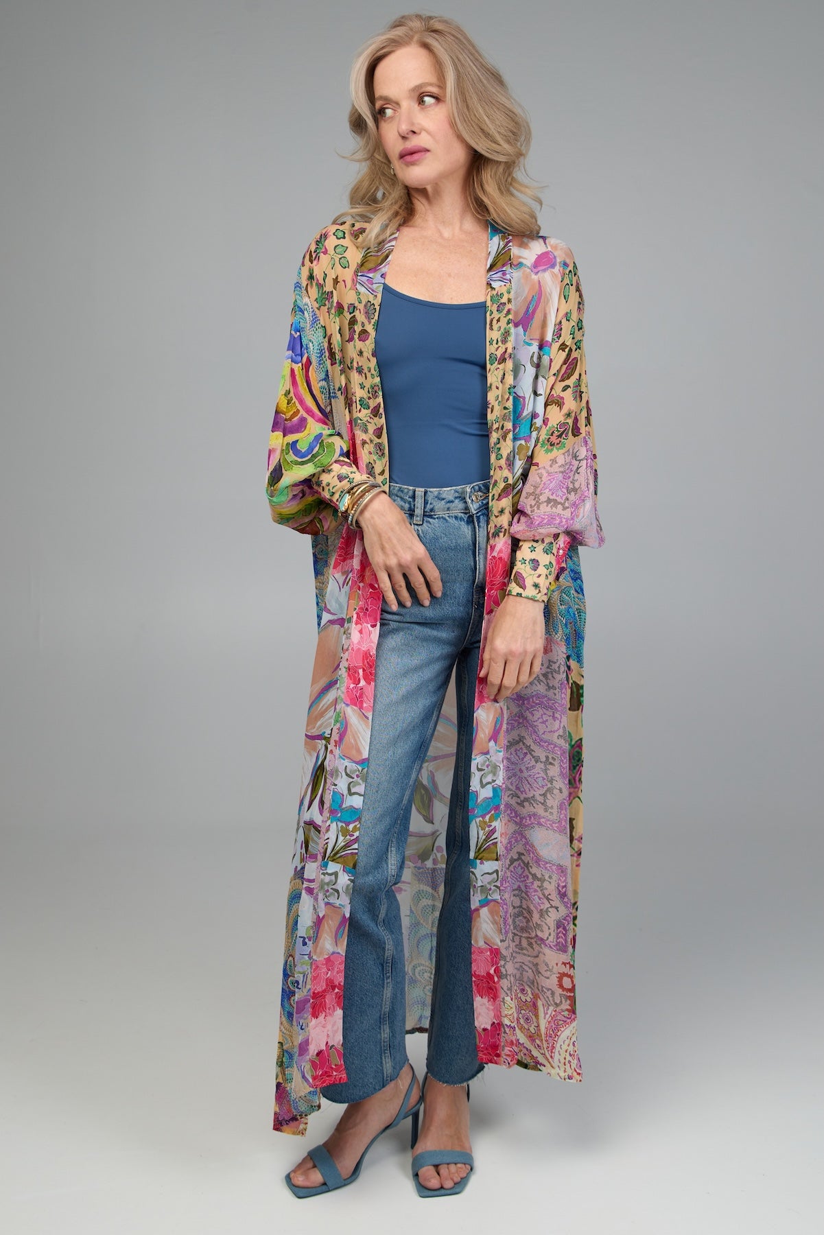 Floral Patch Kimono - Lightweight Spring Cardigan for Women - Boho Chic Cover Up for Beach, Vacation & Outdoor Events