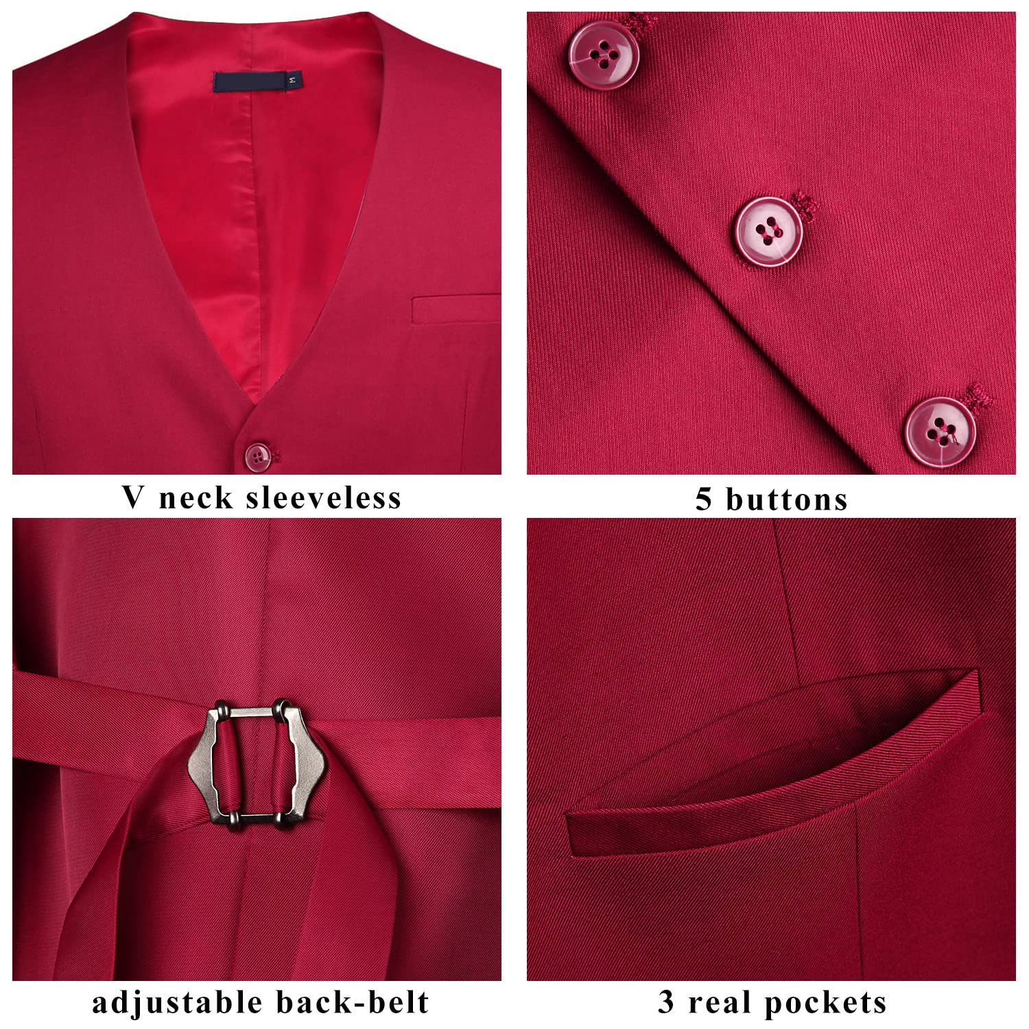 Enlision Men's Formal Suit Vest - Slim Fit Business Waistcoat for Suits & Tuxedos | Solid Color Dress Vest for Weddings, Office & Special Occasions