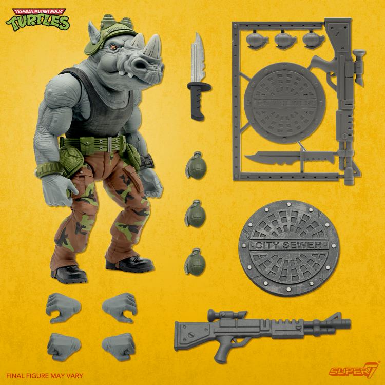 Teenage Mutant Ninja Turtles ULTIMATES! Rocksteady Action Figure - Collectible TMNT Toy for Fans & Kids - Perfect for Display, Play & Gifts - TMNT Merchandise for Home Decor & Birthday Presents