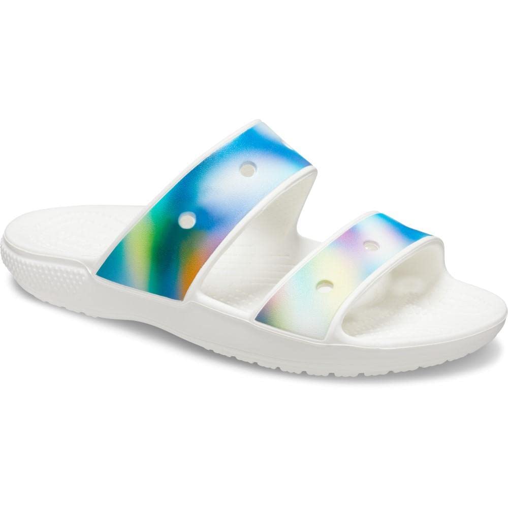 Crocs Unisex Classic Tie Dye Two-Strap Sandals - Comfortable Slip-On Slides for Men & Women - Perfect for Beach, Pool, and Casual Wear