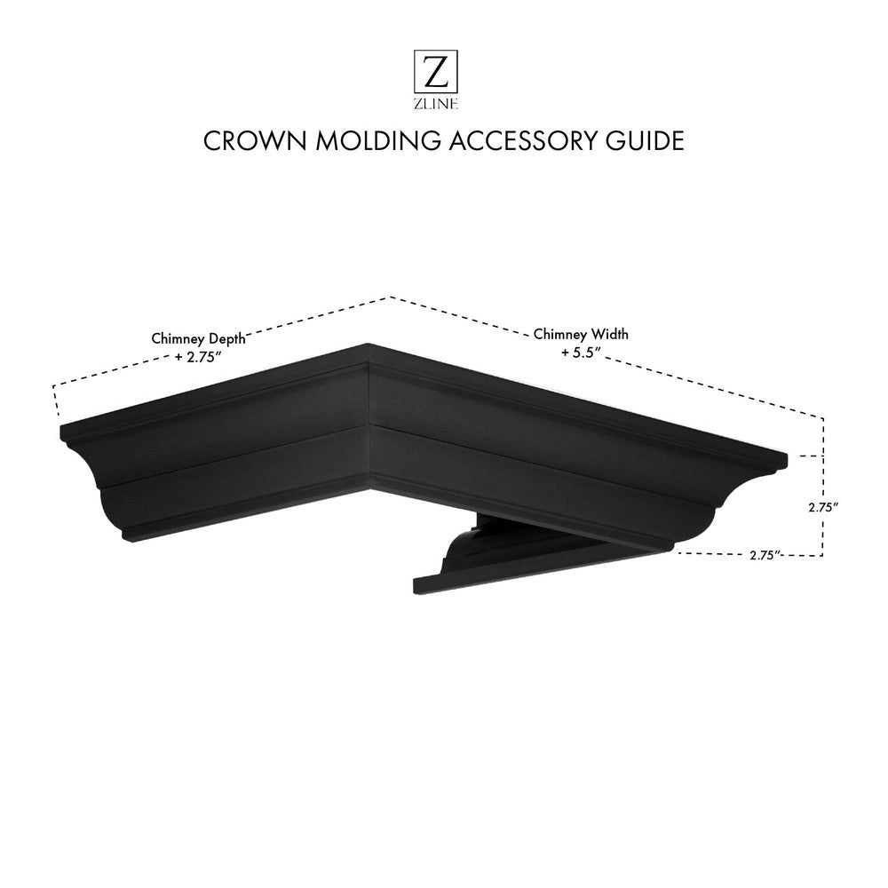 ZLINE CM6 BSKBN Crown Molding Profile 6 for Wall Mount Range Hood - Premium Kitchen Ventilation Trim for Modern & Traditional Home Decor