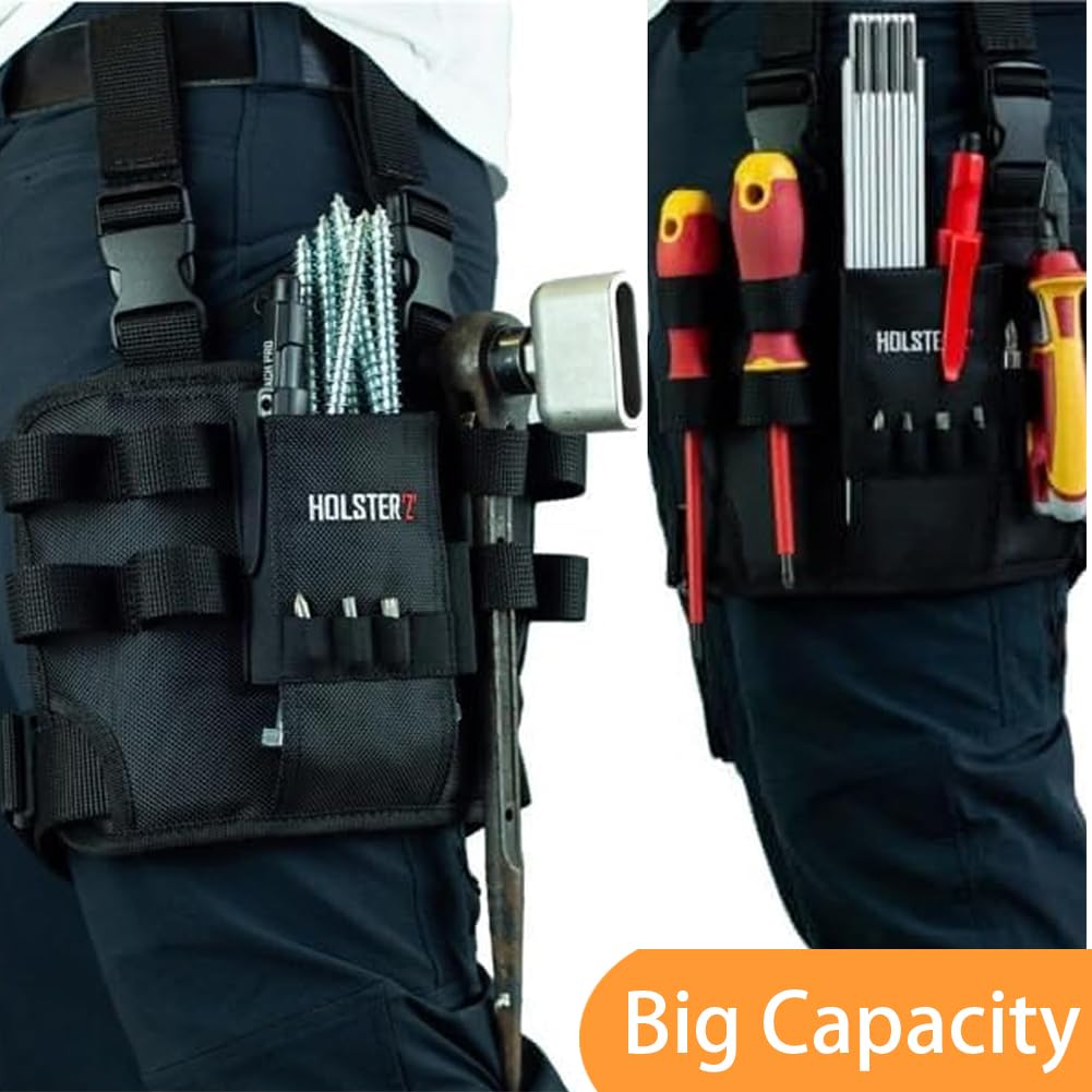 **Toughbuilt Holster Z 2.0 Electrician Leg Tool Pouch with Belt Clip – Multi-Purpose Tool Holder for Electricians, Carpenters & Contractors – Durable Work Pouch for Screwdrivers, Pliers & Hand Tools (1-Pack) – Ideal for Construction, Wiring & DIY Projects**