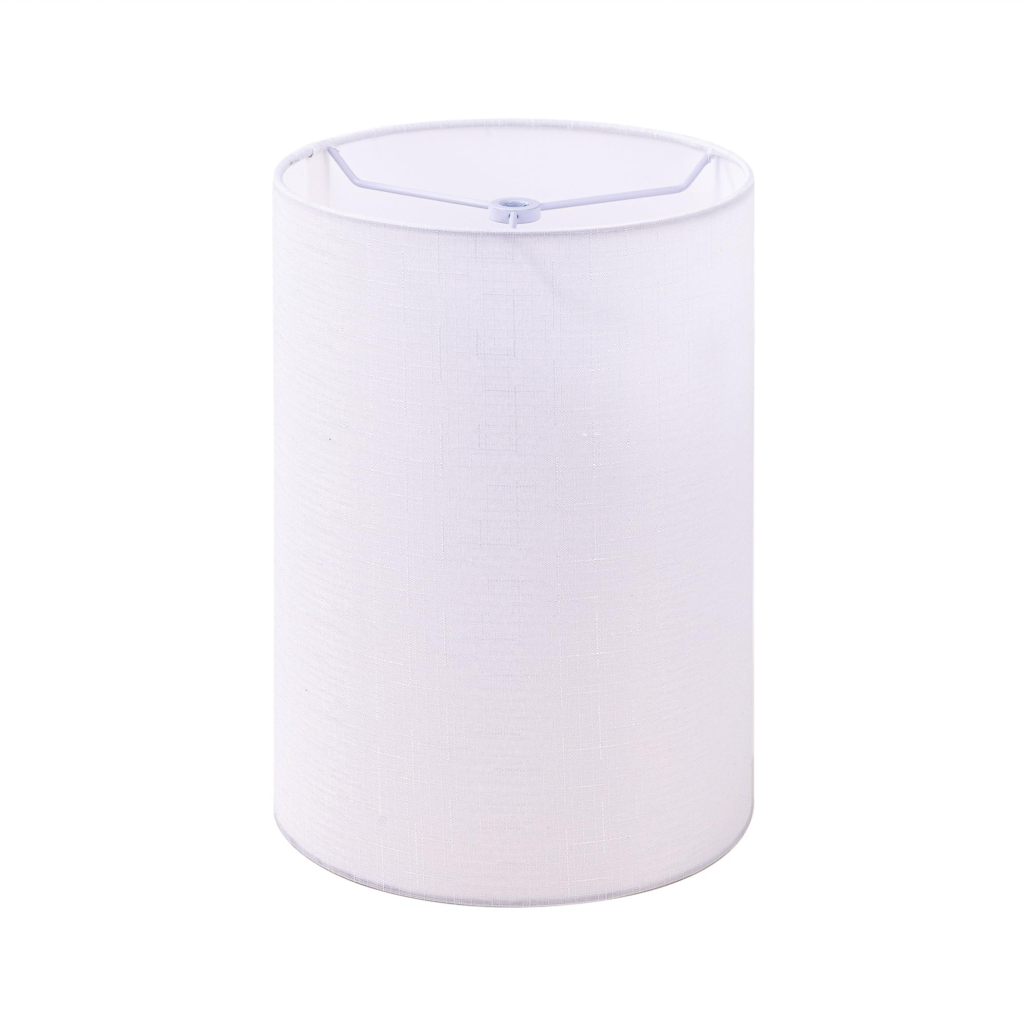 Wellmet White 6x6x10 Inch Drum Lampshade - No Assembly Required, Classic Modern Fabric Lamp Shade for Table, Bedside & Floor Lamps - Perfect for Living Room, Bedroom & Office Decor - Spider Fitter Included