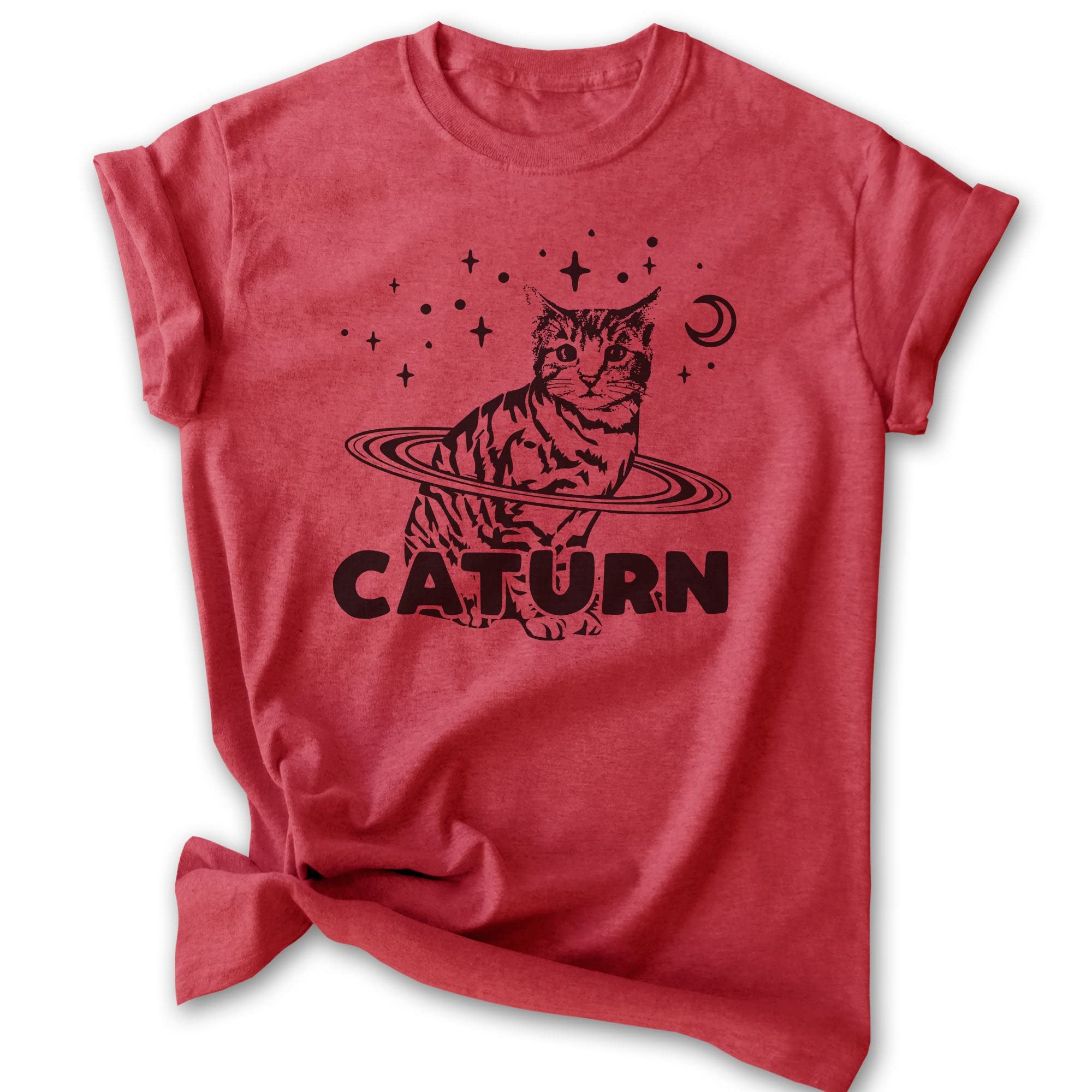 EVERTREE CLOTHING Caturn Graphic T-Shirt - Unisex Cat Lover Tee with Cute Kitten Design for Men & Women | Perfect Gift for Cat Owners, Casual Wear & Animal Theme Parties