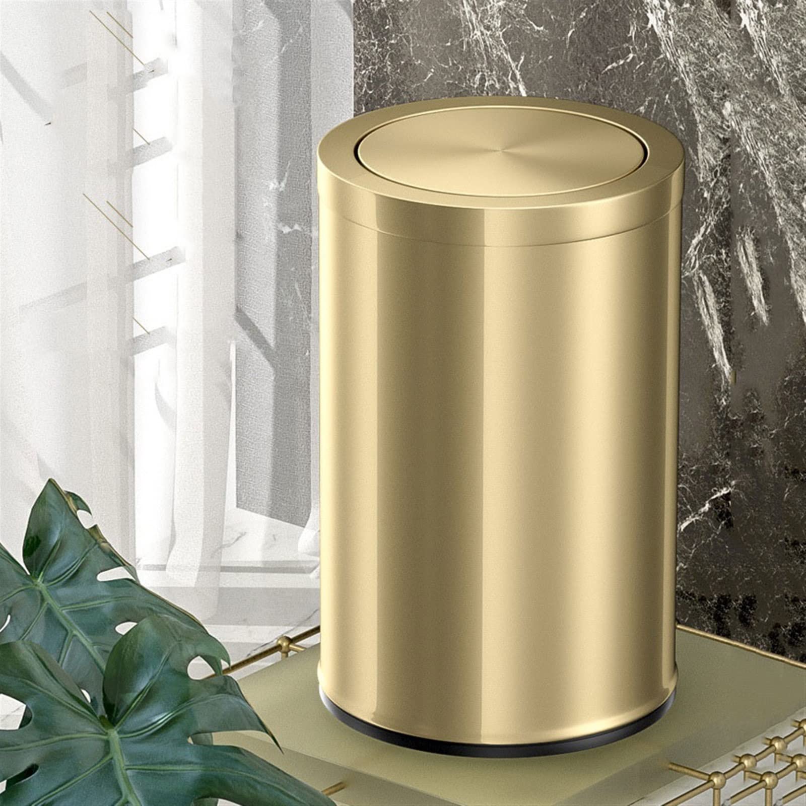 TOMYEUS 9L/15L Stainless Steel Compost Bin with Shake Lid - Luxury Kitchen Trash Can for Home, Living Room, Bedroom - Eco-Friendly Waste Bin for Organic Recycling & Food Scraps (9L Size) - Perfect for Composting, Small Spaces & Modern Kitchens