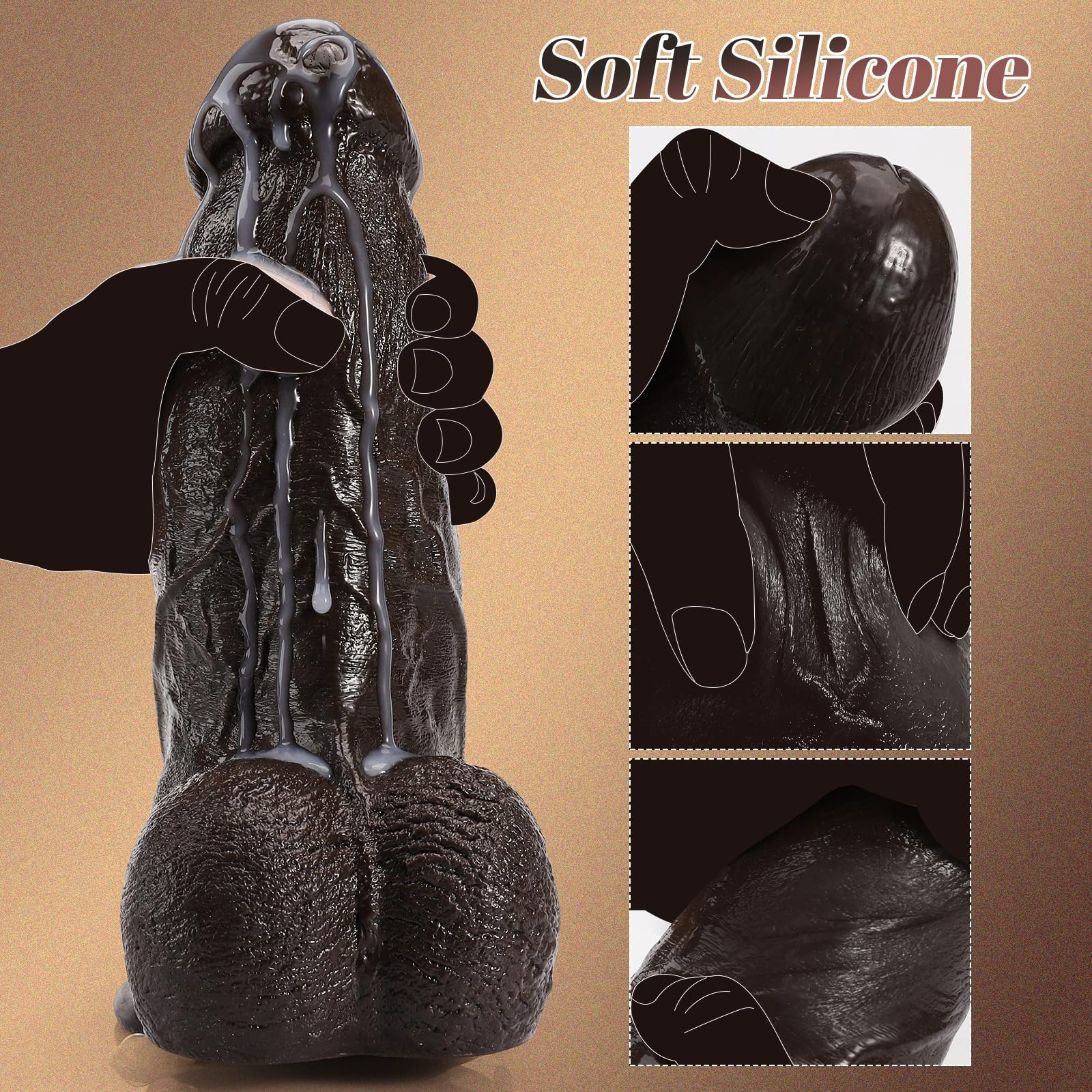 3 Inch Thick Realistic Dildo with Strong Suction Cup - Extra Large Black Adult Toy for G-Spot, Vaginal & Anal Stimulation - Hands-Free Pleasure for Couples, Men & Women | Bedroom Fun, Solo Play & Partner Exploration
