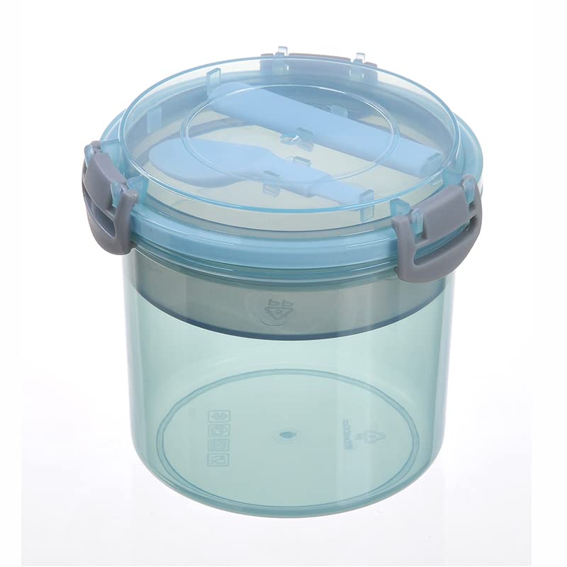 Reusable 20oz Plastic Dessert Cups with Locking Lids & Spoons - Airtight Yogurt, Parfait, Oatmeal & Cereal Storage Containers (Blue) - Perfect for Meal Prep, Snacks, Parties & On-the-Go