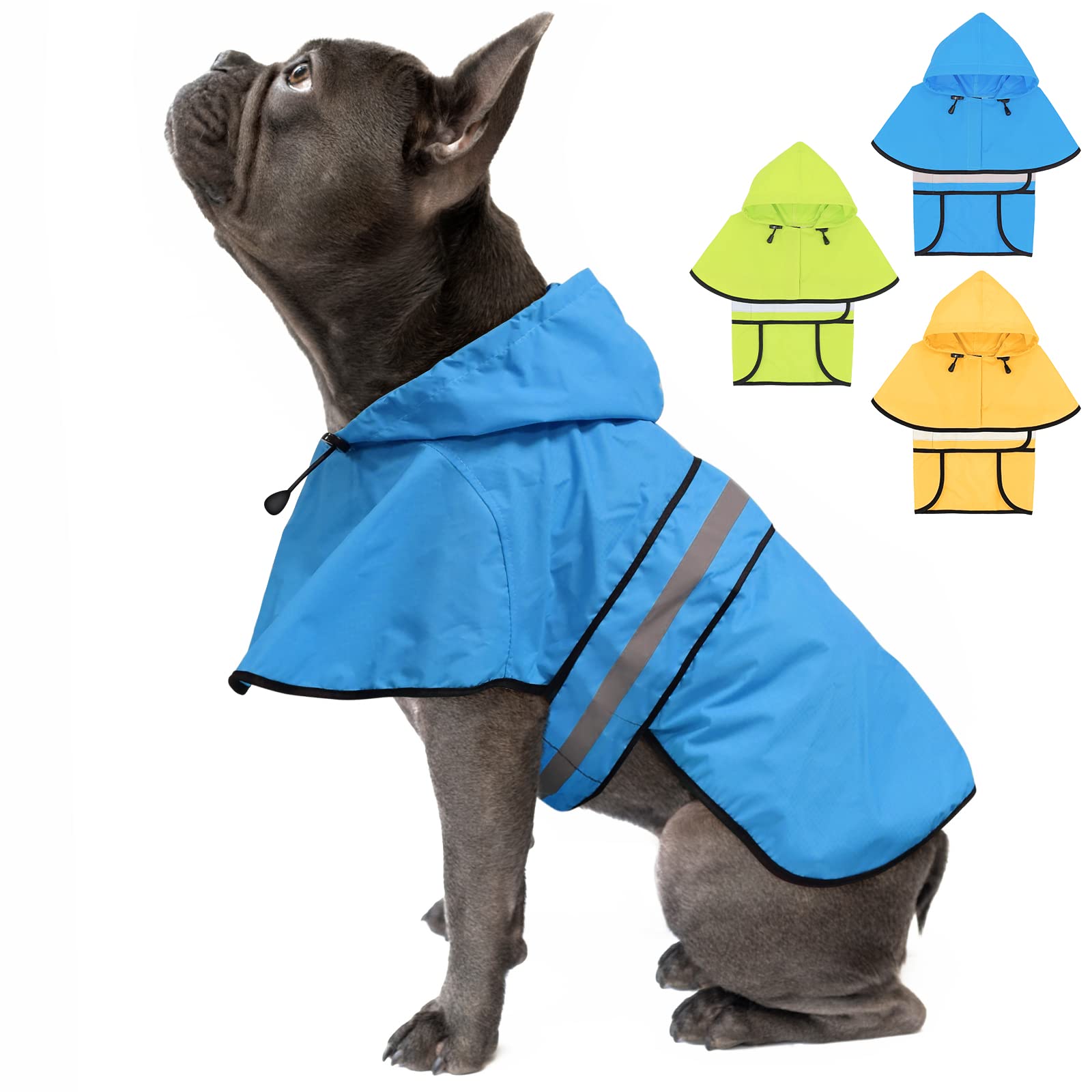 **Weesiber Reflective Dog Raincoat - Waterproof Adjustable Hoodie for Small to Large Dogs (Blue) - Perfect for Rainy Walks**