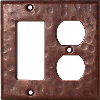 Hammered Copper Switch Plate Cover - GFI Outlet Cover - Decorative Electrical Outlet Cover for Home & Office - Rustic & Vintage Style Wall Plate