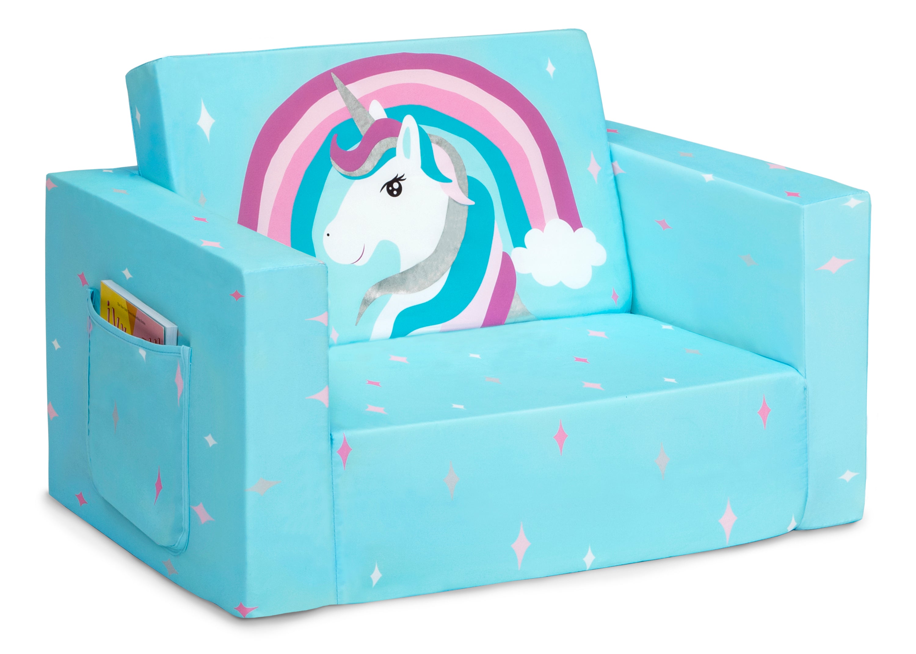 Unicorn Cozee Flip Out Chair - 2 in 1 Convertible Kids Chair & Lounger for Bedroom, Playroom & Reading Nook - Soft Plush Seating for Girls & Toddlers