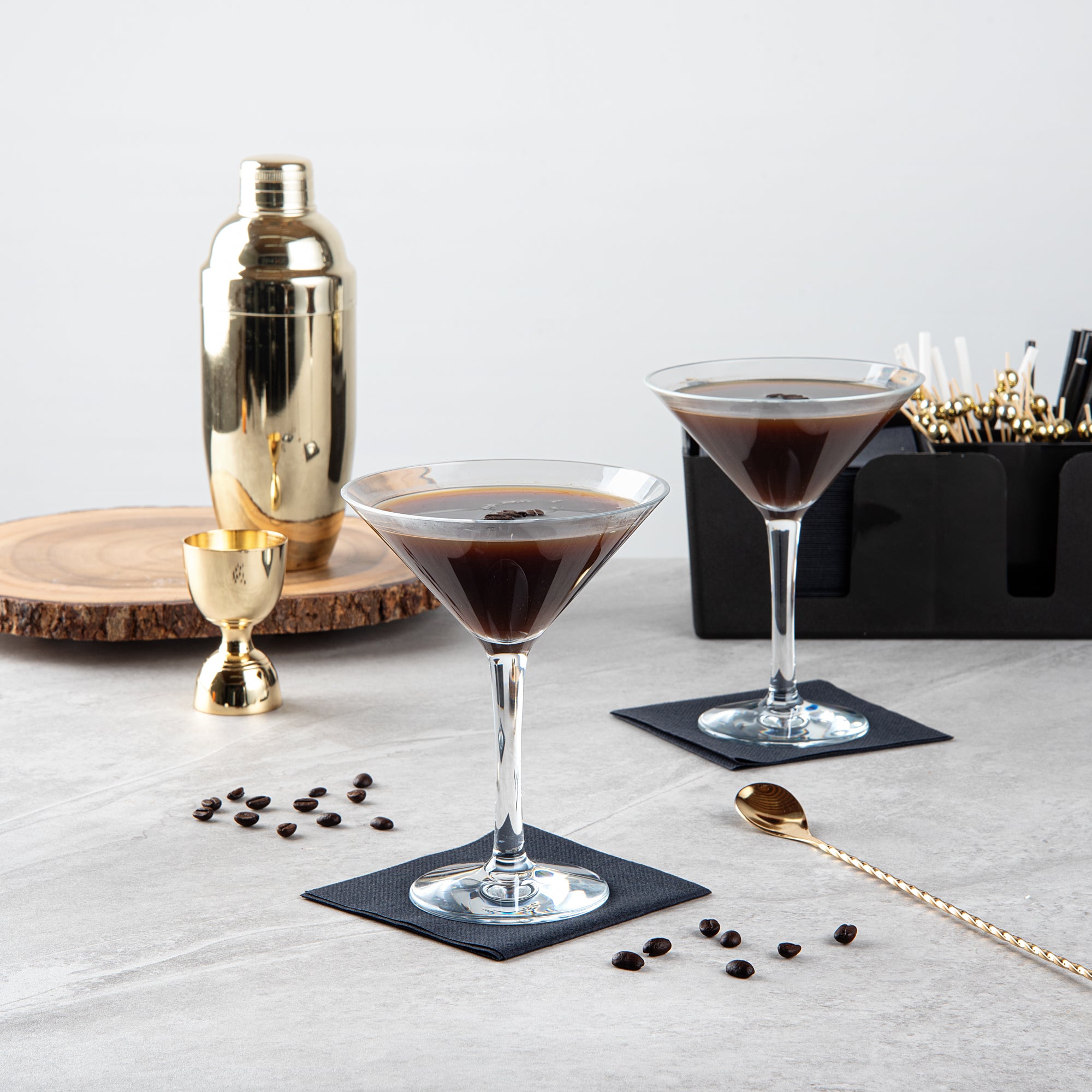 Bev Tek 10 oz Clear Polycarbonate Martini Glasses - Shatterproof Cocktail Glasses Set of 6 (5.25
