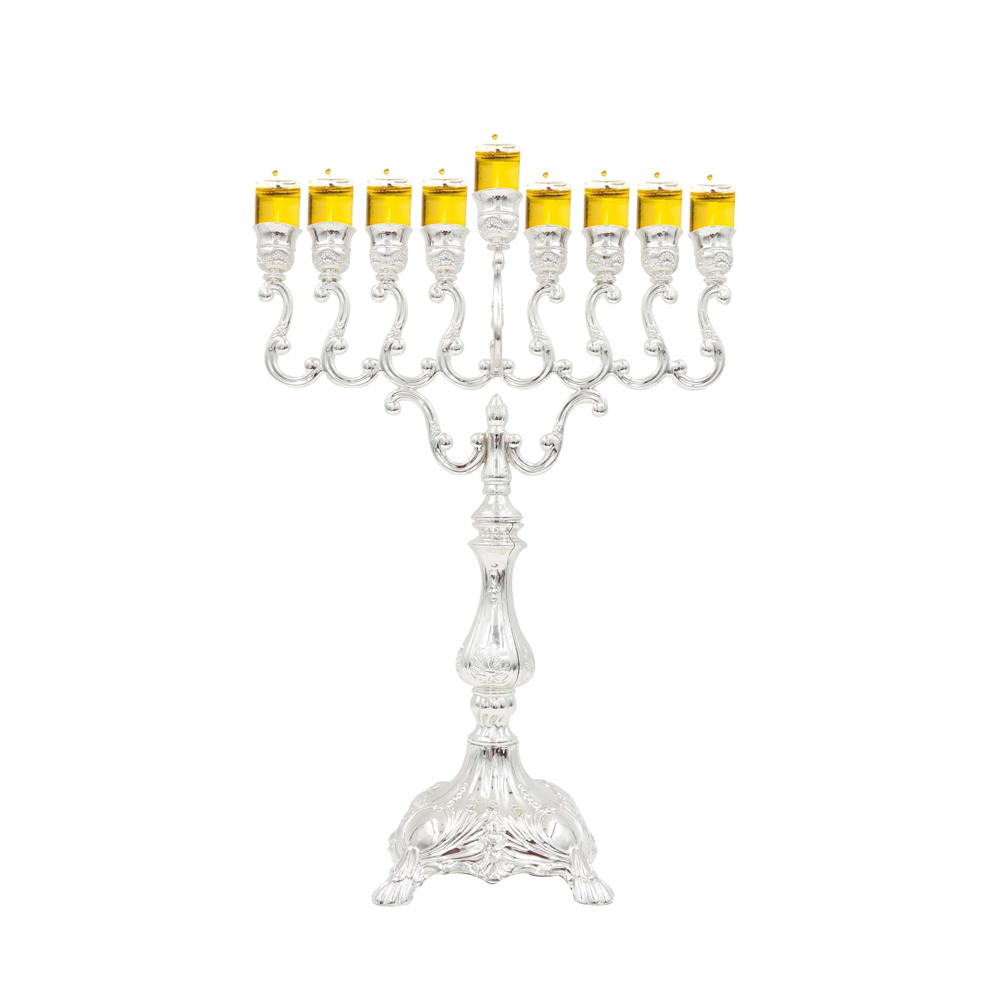 Silver-Plated Chanukah Menorah for Hanukkah - 17.5