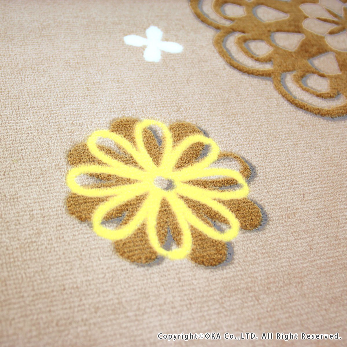 Oka Kitchen Mat - Crochet Print Beige Non-Slip Rug 60cm to 180cm for Floor Protection & Comfort in Cooking Area