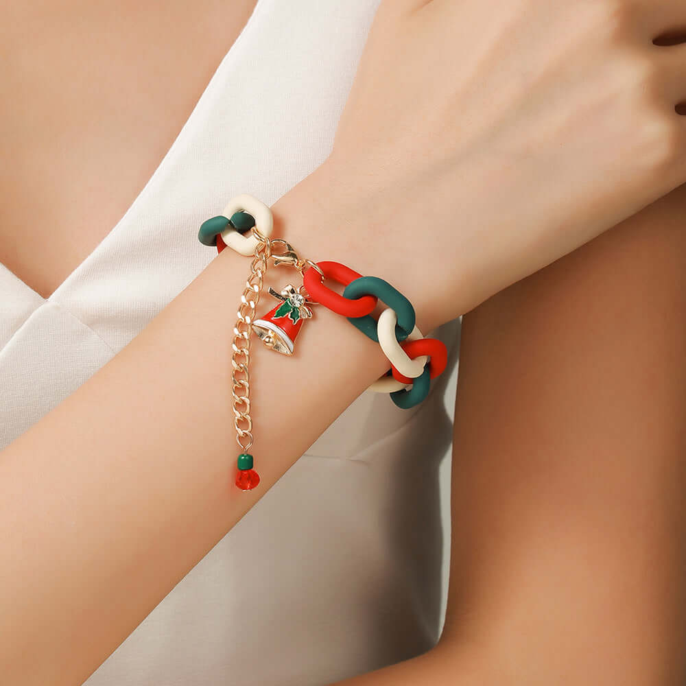 Santa Claus Acrylic Link Holiday Christmas Bracelet | D1045 | Perfect for Christmas Parties, Gift Exchanges & Festive Accessories