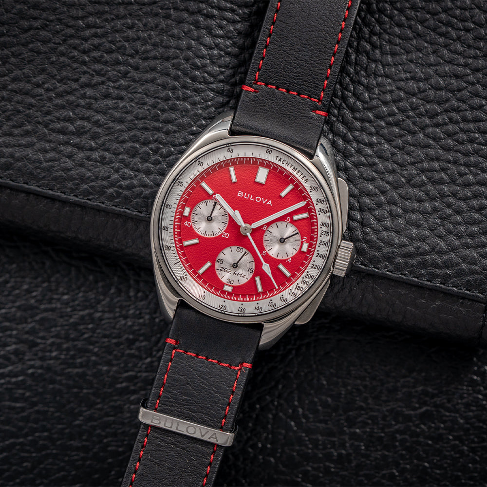 Bulova Lunar Pilot Blood Moon Chronograph Watch - 43.5mm Stainless Steel Case, Black Dial - Perfect for Space Enthusiasts & Collectors - Ideal for Aviation, Space-Themed Events & Special Occasions
