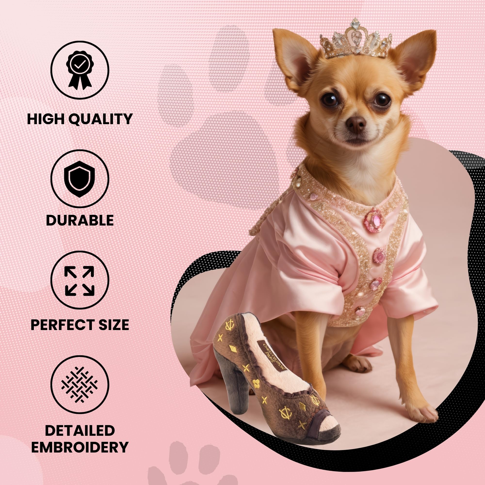 Dog Diggin Designs Runway Pup Collection - Unique Squeaky Plush Dog Toys for Small & Medium Dogs | High Heel Shaped Chew Toys for Puppies | Perfect for Playtime, Training & Fashionable Pet Accessories