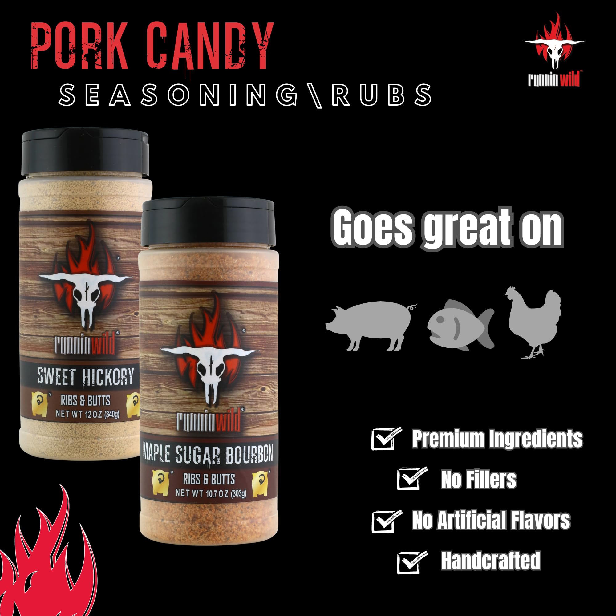 Premium Pork Candy BBQ Rubs Gift Set - Sweet Hickory, Maple Sugar Bourbon & Peppered Sea Salt Seasoning for Ribs, Chops & Pulled Pork | Ultimate BBQ Spice Kit for Grilling & Smoking | Perfect Father's Day Gift for Grill Masters & BBQ Lovers | Great for Backyard Cookouts, Tailgating & Holiday Gatherings