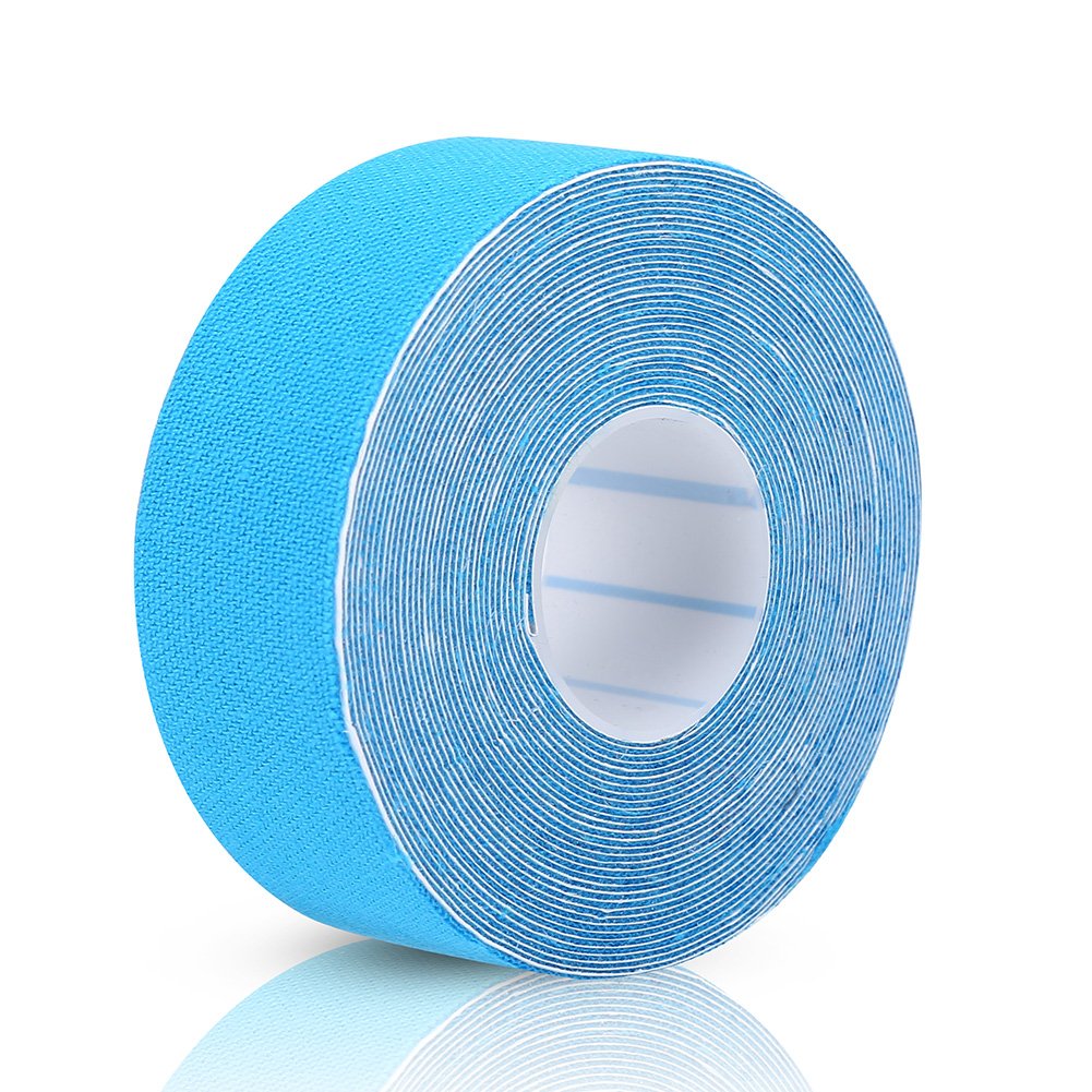 Jadpes Sports Sticker Bandage Tape - 1 Roll 2.5cm x 5m Elastic Adhesive Cotton Wrap for Muscle Strain, Injury Protection - Ideal for Feet, Toes, Fingers, Wrist, Arm & Knee Support (Blue) - Perfect for Sports, Workouts & Daily Injury Prevention
