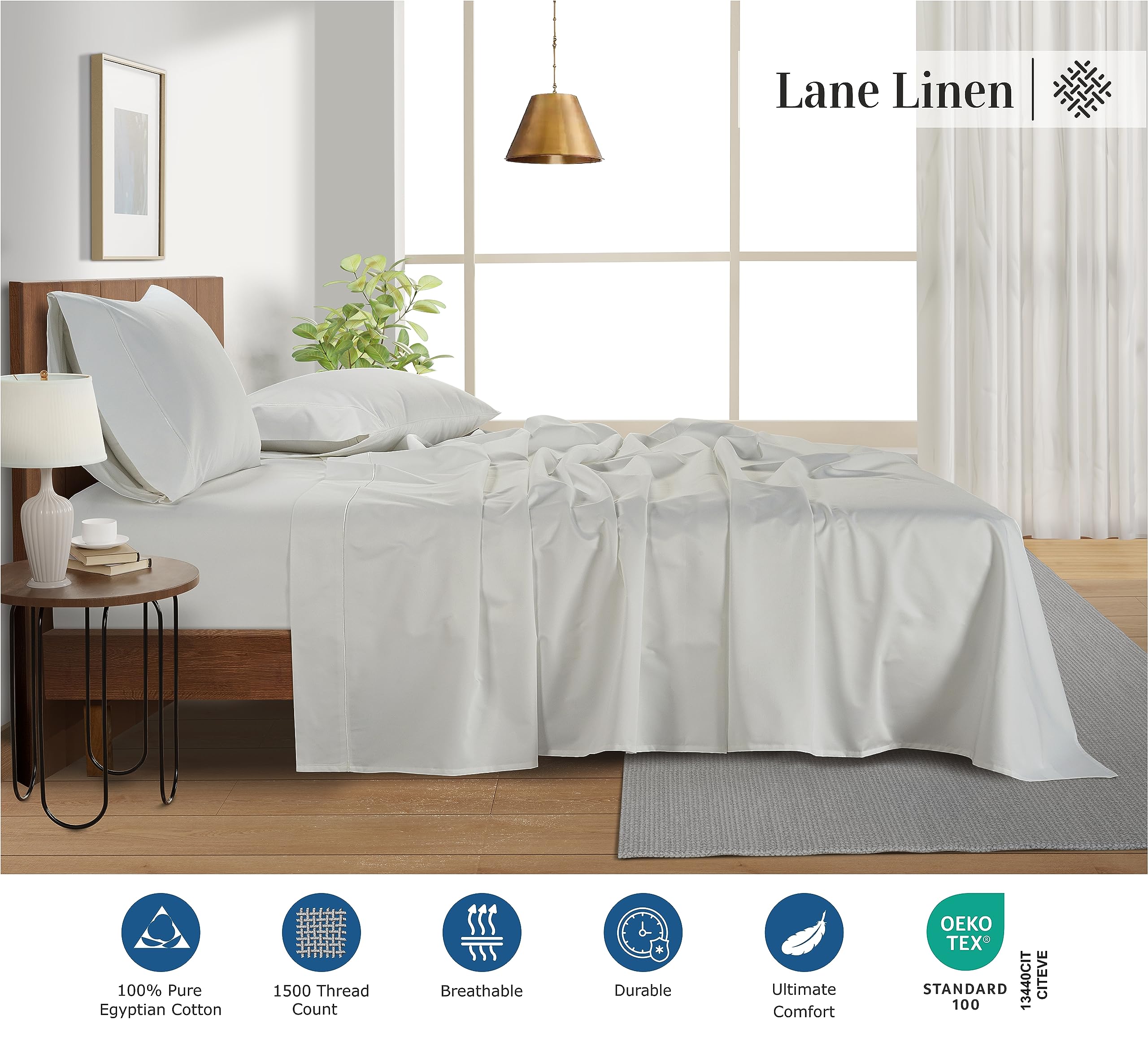 Luxury 100% Egyptian Cotton Queen Sheet Set - 1500 Thread Count, 4-Piece Sateen Bedding - Hotel Quality Deep Pocket Sheets (Fits 15