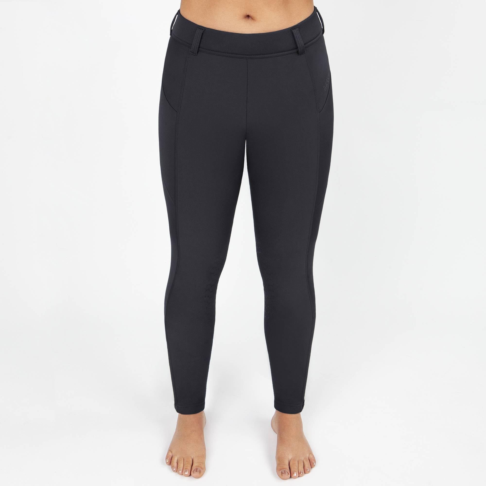 Irideon Kids Thermasoft Breeches - Black, Size L | Warm Winter Riding Pants for Girls & Boys | Perfect for Equestrian, Horseback Riding & Cold Weather Activities