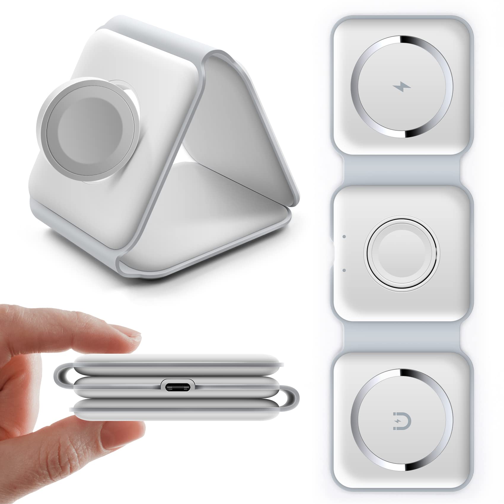3-in-1 Magnetic Wireless Charging Station - Foldable Fast Charger for iPhone 14/13/12/11/8/Pro/Max, Apple Watch & AirPods 3/2/Pro | Perfect for Home, Office & Travel