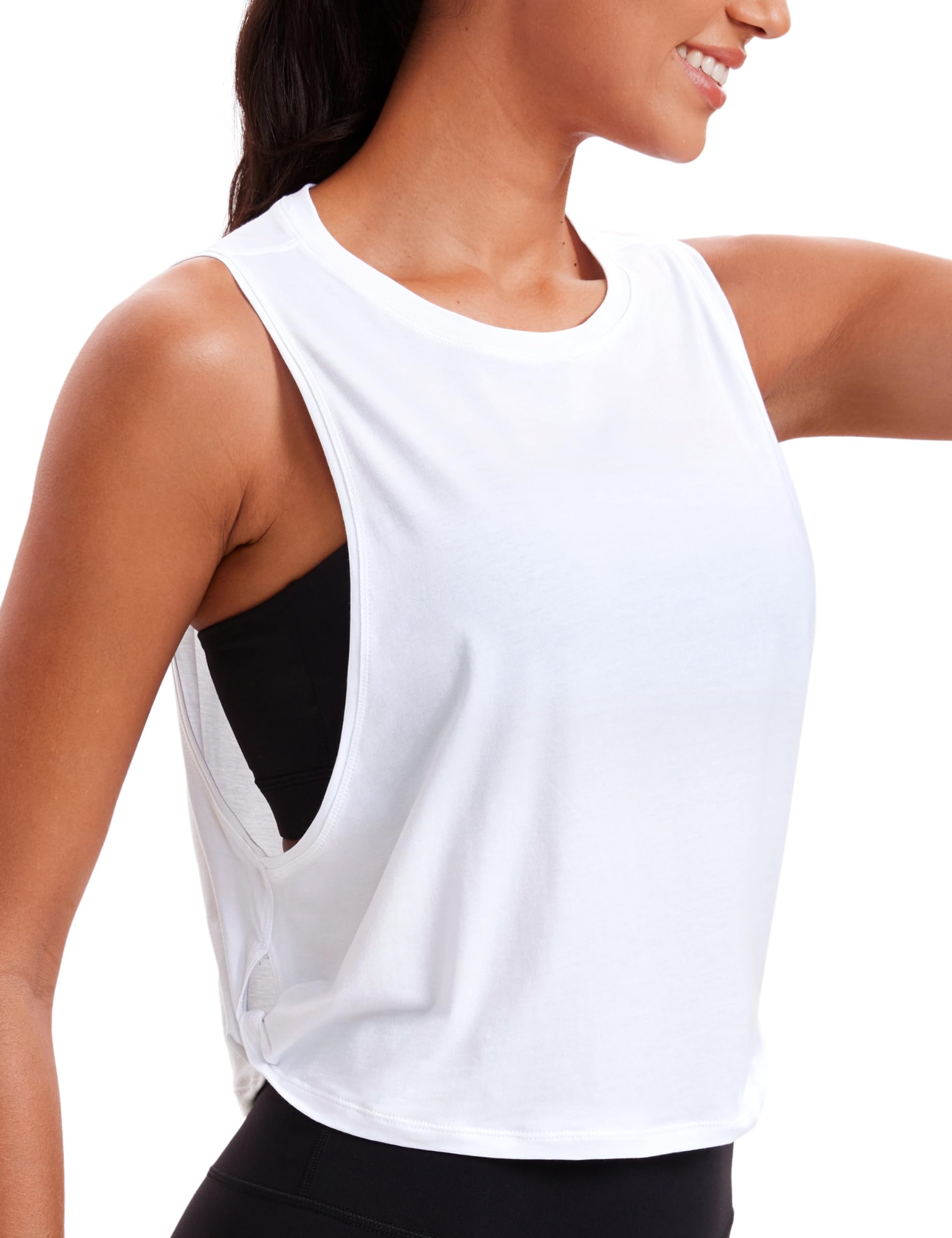 CRZ YOGA Women's Pima Cotton Cropped Workout Tank Top - Sleeveless Athletic Shirt for Yoga, Running & Gym | Breathable Summer Exercise Top for Active Lifestyles