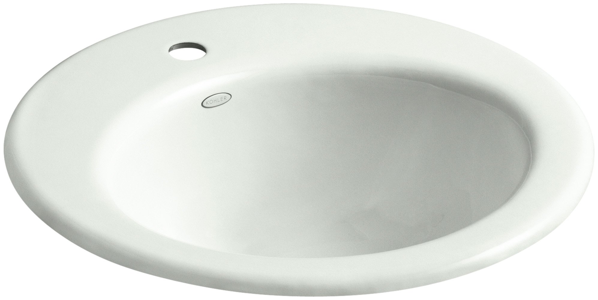 KOHLER K-2917-1-FF Radiant Drop-In Bathroom Sink with Single Faucet Hole in Sea Salt Color - Modern Vanity Sink for Bathroom Remodeling & Powder Room Upgrade