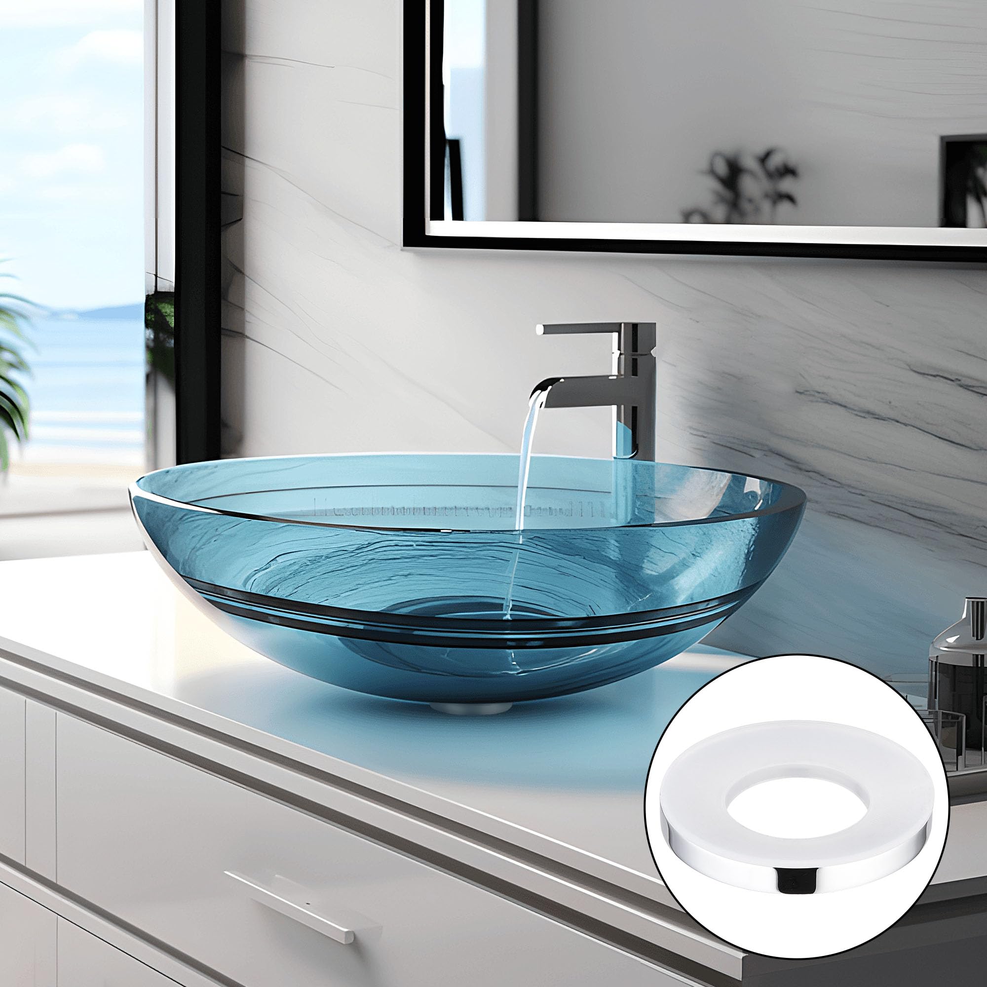 Aquaterior Nickel Plated Bathroom Sink Mounting Ring - 2 Pack for Glass Vessel Sink Drain Support, Countertop Installation - Perfect for Modern Home & Commercial Bathroom Renovations