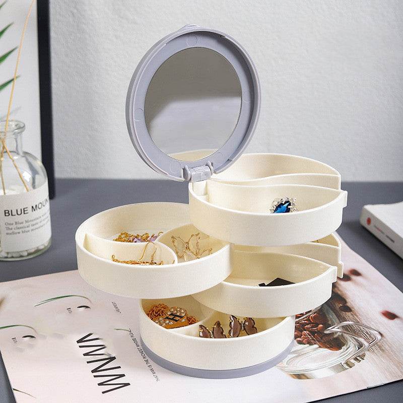 Rotating Jewelry Box Organizer - 4 Tier Spinning Storage Case for Rings, Necklaces & Earrings | Perfect for Bedroom Vanity, Travel & Gift Giving