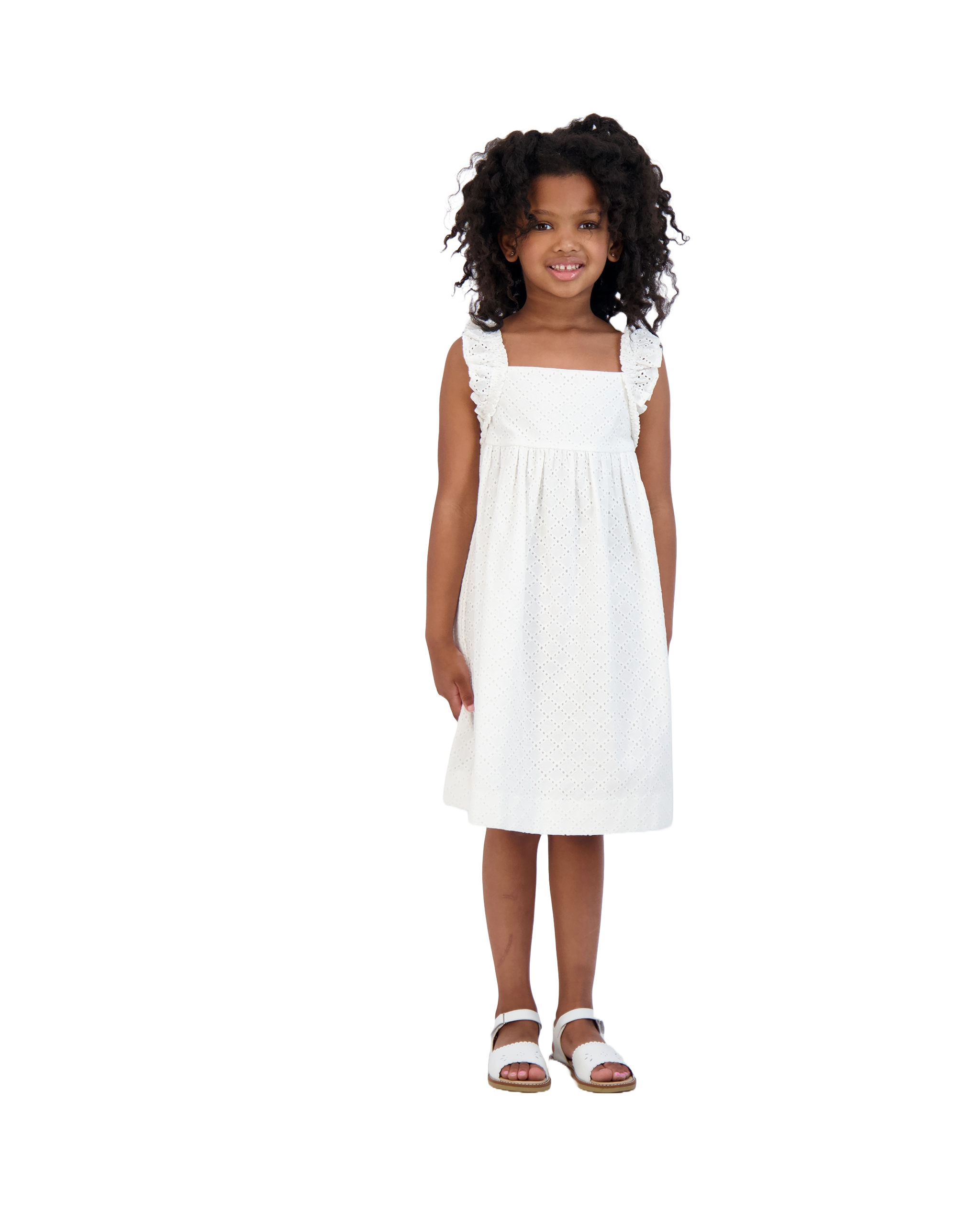 Sawyer Women's Flutter Sleeve Eyelet Dress - White Summer Boho Maxi Dress for Beach, Wedding & Vacation