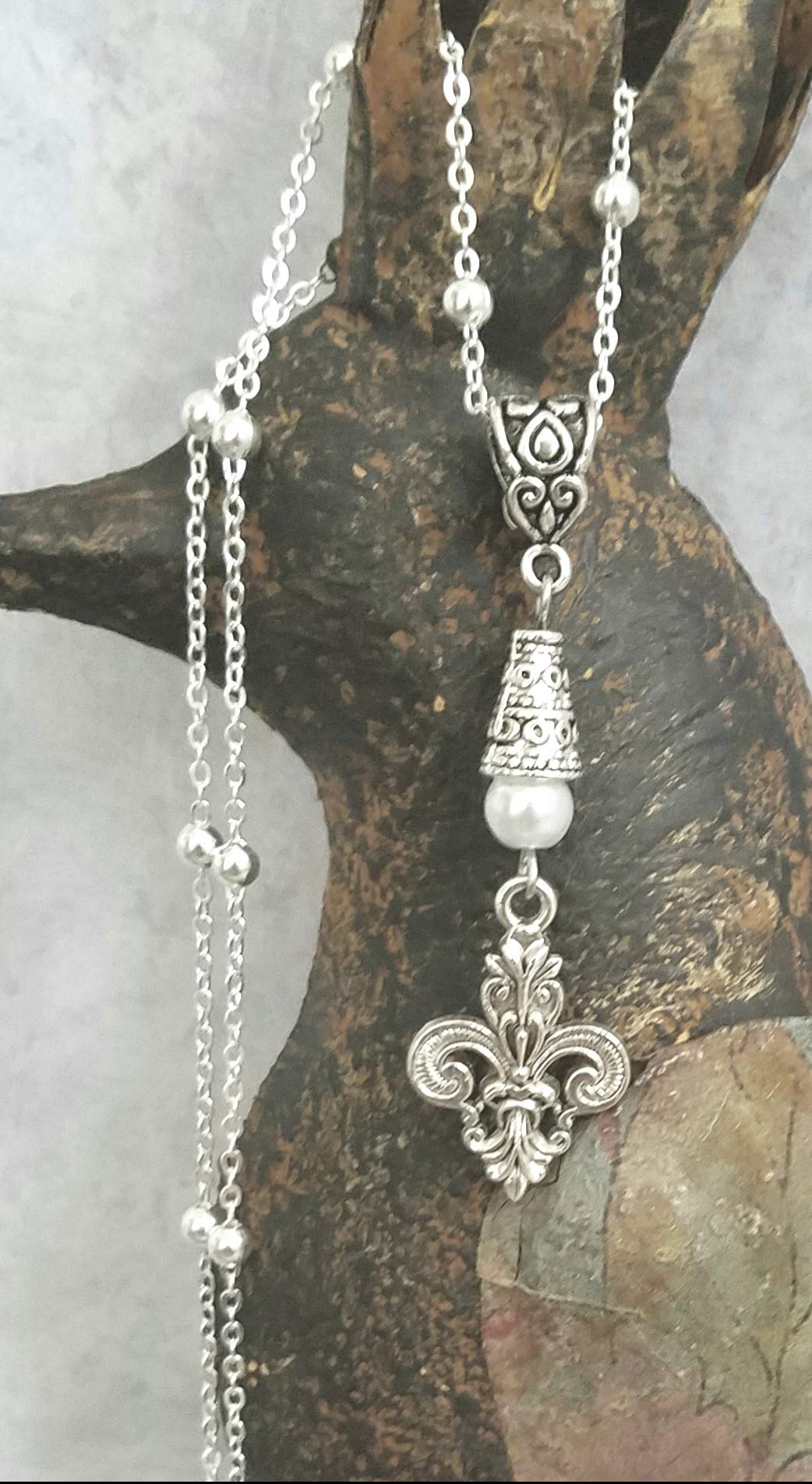 Handmade Fleur De Lis Necklace - Sterling Silver Chain with White Accent for Women | Perfect for Gifts, Weddings & Special Occasions
