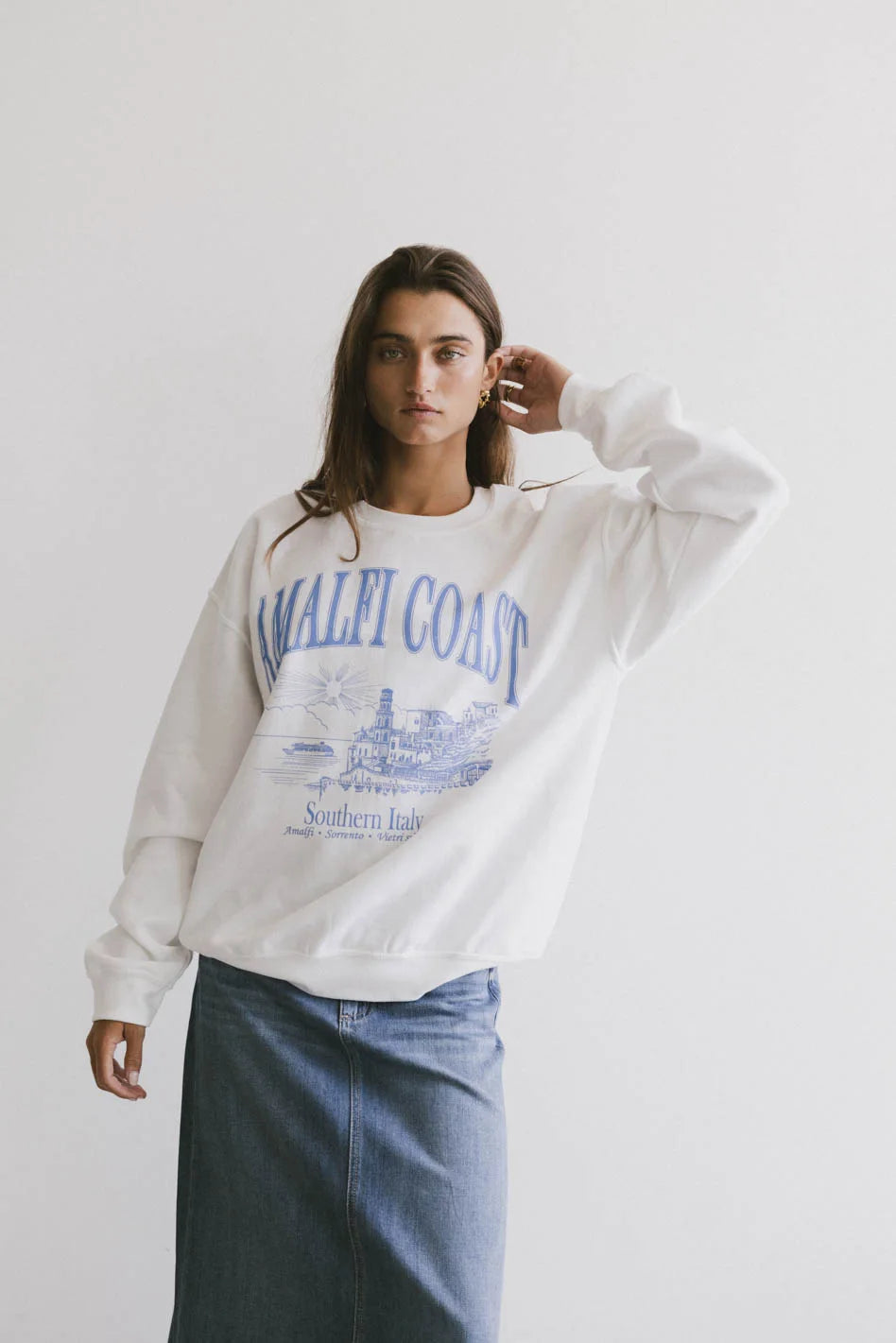 Amalfi Coast Crewneck Sweatshirt - Soft Cotton Pullover for Men & Women | Casual Wear, Travel Outfit, Gift Idea