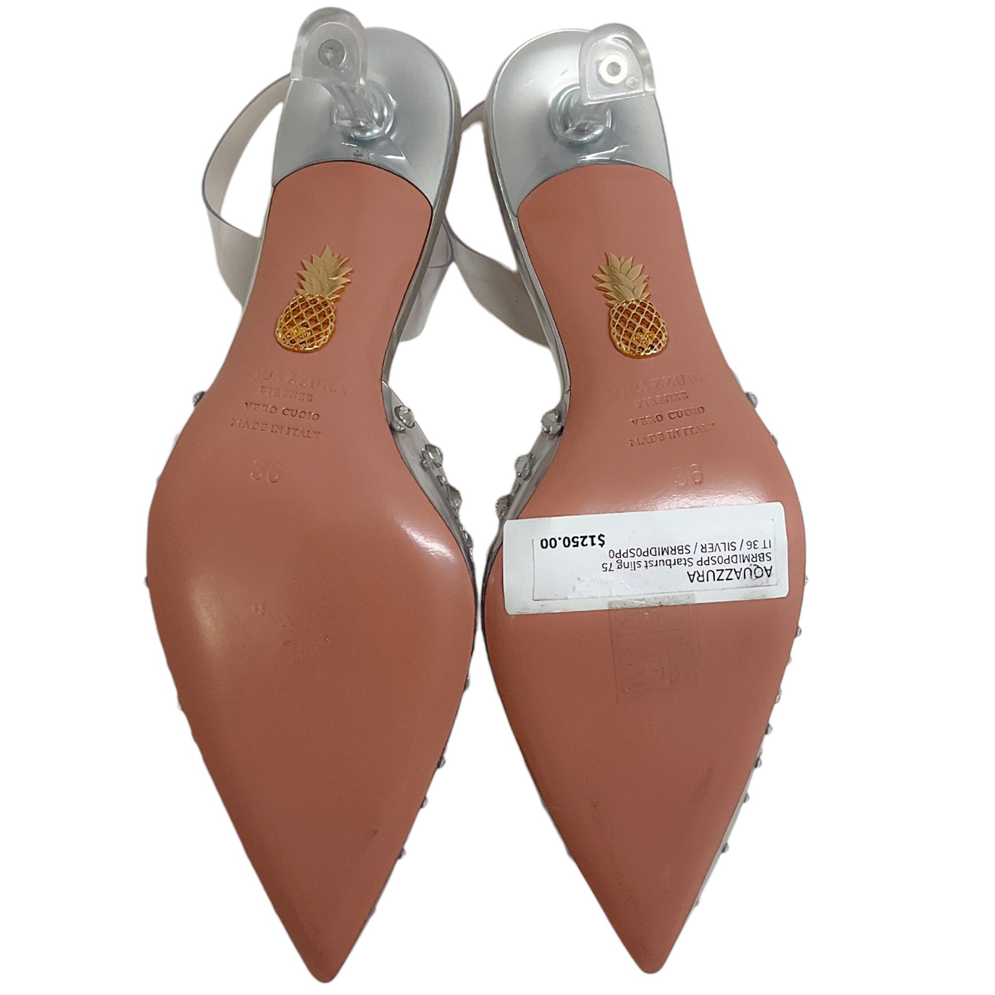Aquazzura Women's Silver Starburst PVC Slingback Heels - Elegant Party Shoes for Weddings, Cocktail Events & Night Out